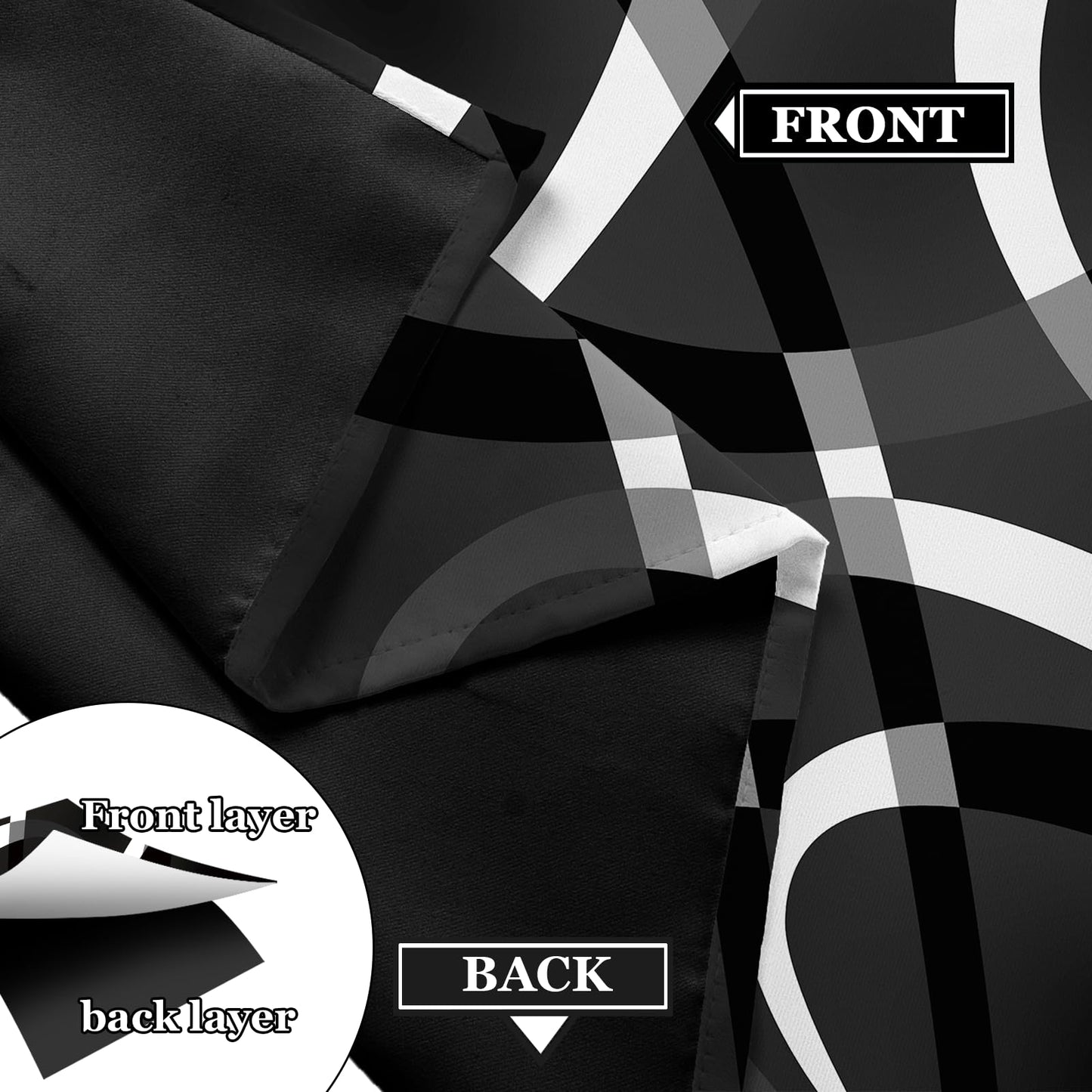 weesire Black and White Blackout Curtains for Bedroom Living Room 2 Panels 100% Blackout Modern Circle Pattern Curtains Abstract Stripe Curtains, 52x84 Inches