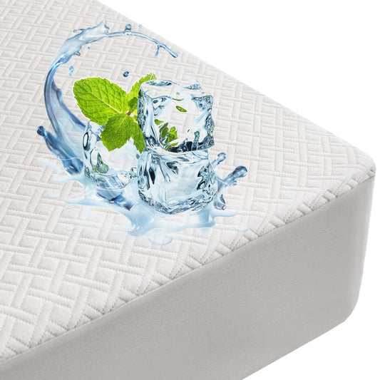 Premium Bamboo Mattress Protector – Queen Size, Waterproof, & Ultra Soft Breathable Noiseless Washable Bed Mattress Cover for Comfort & Protection MC01QUEEN-L