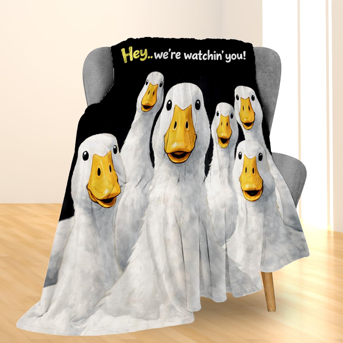 Ti Caldi Funny Duck Blanket Gifts, Cute Goose Animal Flannel Throw Blanket for Couch, Bed, Travel & Decor, Cozy Lightweight Warm Humor Blankets for Women Girls Kids Teens 60×50 in