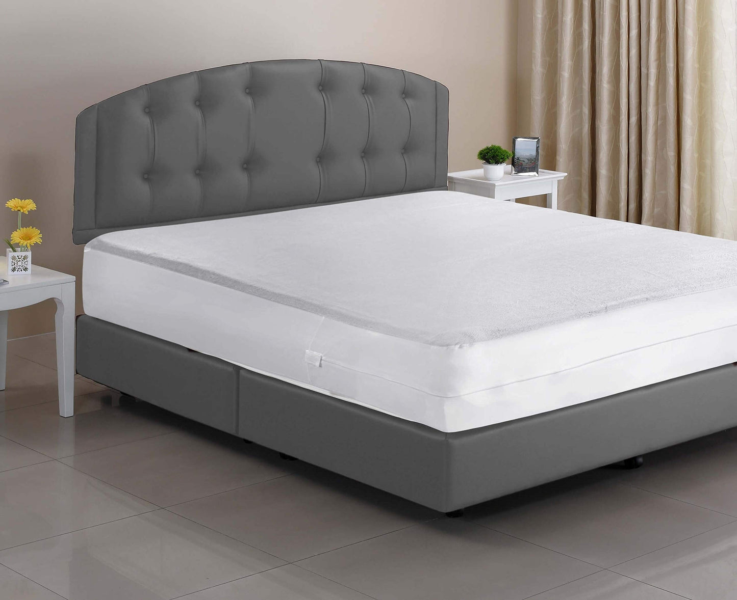 Masirs Zippered Mattress Encasement - Waterproof, Breathable, Noiseless, Machine Washable, Soft Terry Top for Comfortable Night Sleep. (Cal-King)