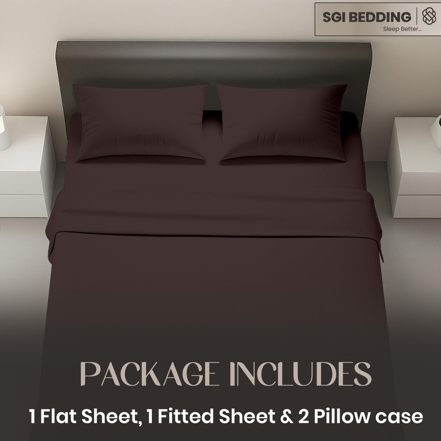 SGI bedding Full Size Chocolate Soft Brushed Luxury Microfiber 4 Piece Sheet Set- Easy Care, Super Soft & Breathable Cool 15" Deep Pocket Fade Wrinkle Stain Resistant