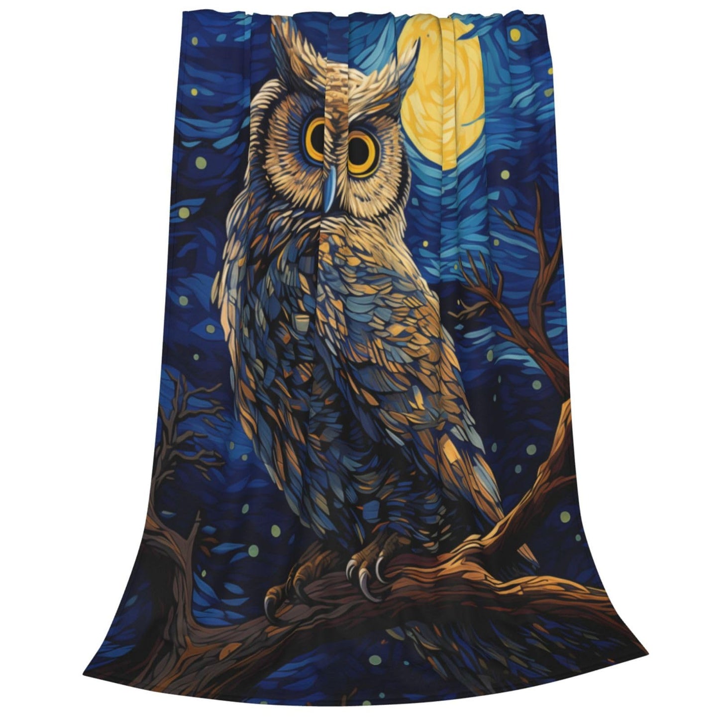 amepay Owl Blanket for Adults Kids Gifts for Owl Lovers Blue Starry Sky Painting Flannel Throw Blankets Soft Comfy Lightweight for Home Decor Couch Bed Sofa 60x50 Inches