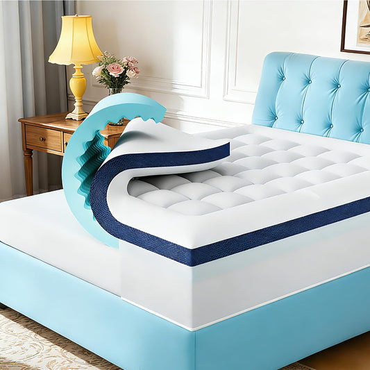 4 Inch Memory Foam Dual-Layer Mattress Topper Queen Size - 2Inch 1000GSM Quilted Pillow Top with Down-Alternative + 2Inch 5-Zone Egg Crate Memory Foam（Queen,60"x80"）