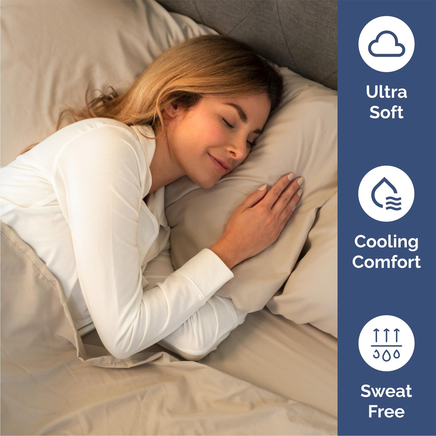 Queen Size 4 Piece Sheet Set - Comfy Breathable & Cooling Sheets - Hotel Luxury Bed Sheets for Women & Men - Deep Pockets, Easy-Fit, Extra Soft and Wrinkle Free Sheets - Cream Oeko-Tex Bed Sheet Set