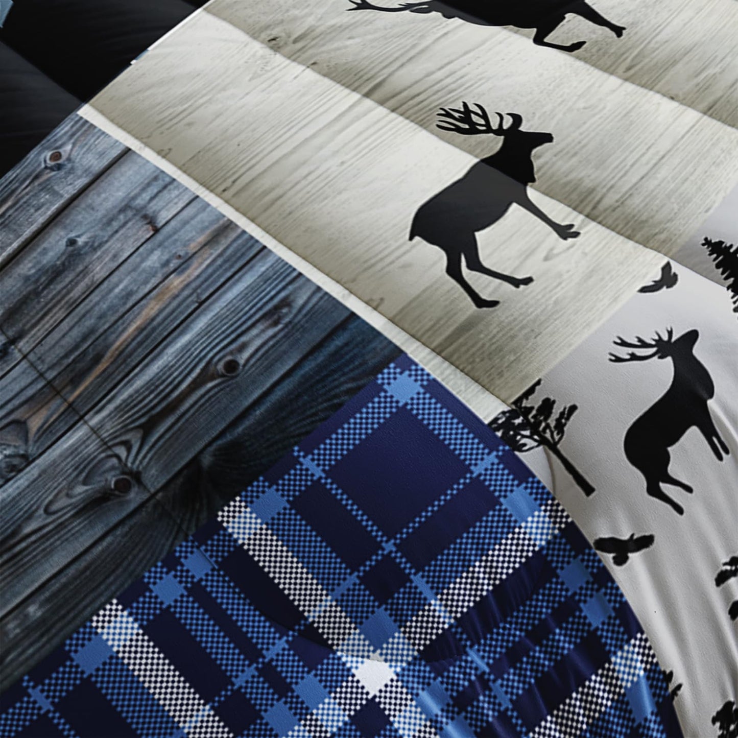Nttopship Deer Moose Print Comforter Set Twin,Deer Hunting Theme Bedding Set for Boys Teens Girls,Hunting Theme Bedding Set Wildlife Hunting Theme Room Decor Comforter Set and 2 Pillowcases