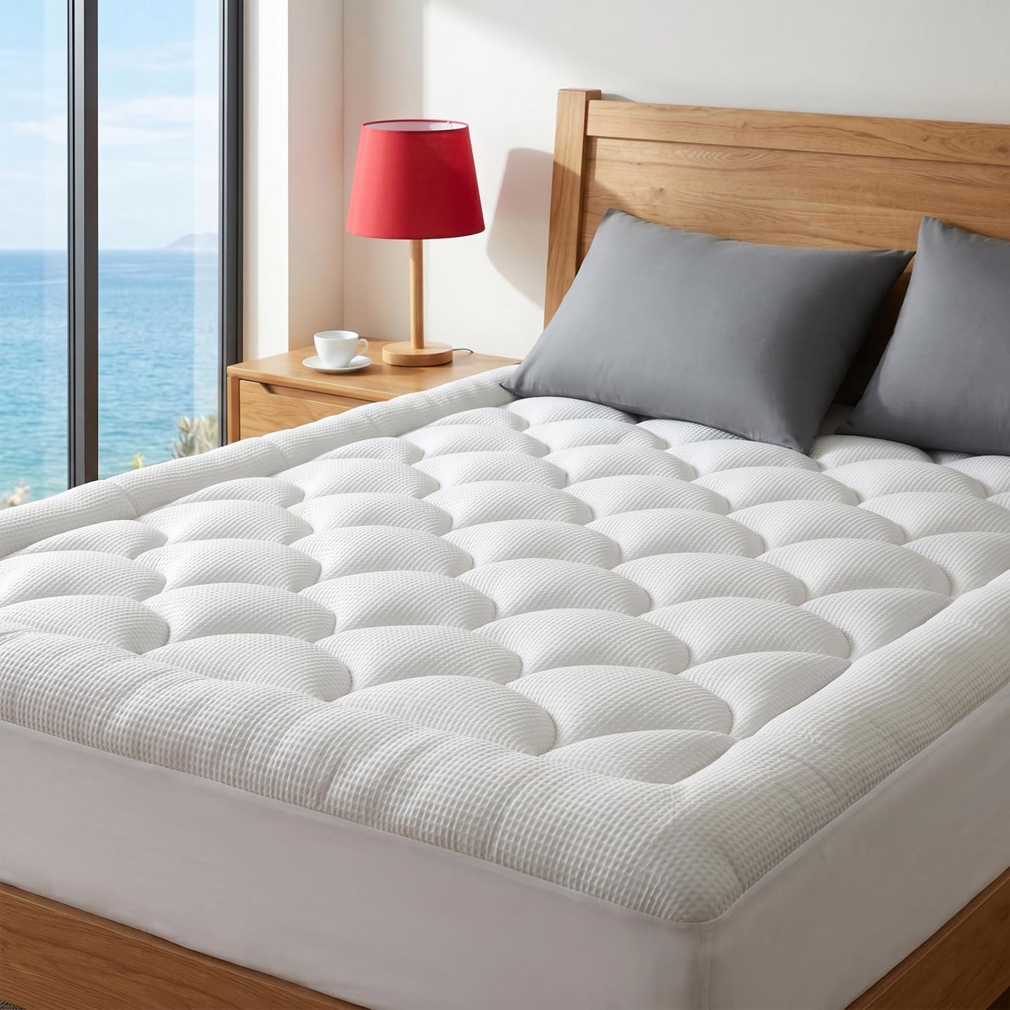XYZVOON Queen Size Mattress Topper Cooling Breathable, Pillow Top Mattress Pad Supportive for Back Pain Relief, Quilted Fitted with 8-21 inches Deep Pocket, Machine Washable (60x80 inch, Dove Grey)