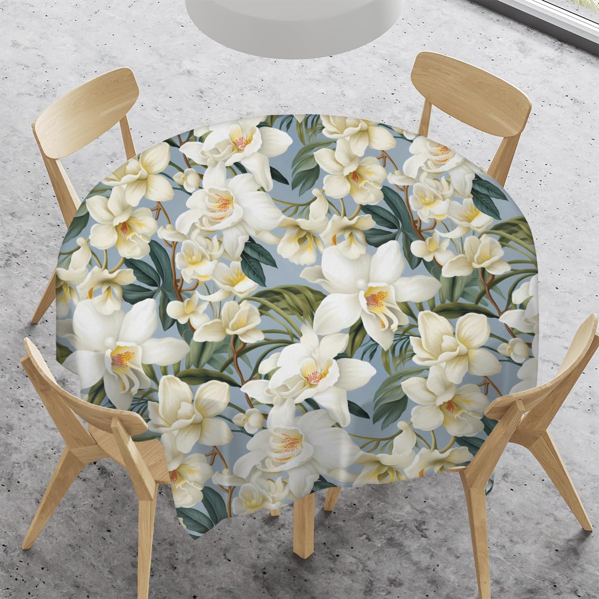 QsirBC Magnolia Flowers Green Leaves 52" x 52" Square Tablecloth Waterproof Kitchen Table Cover Washable Polyester Fabric Table Cloth for Wedding Party Dining Banquet Decoration