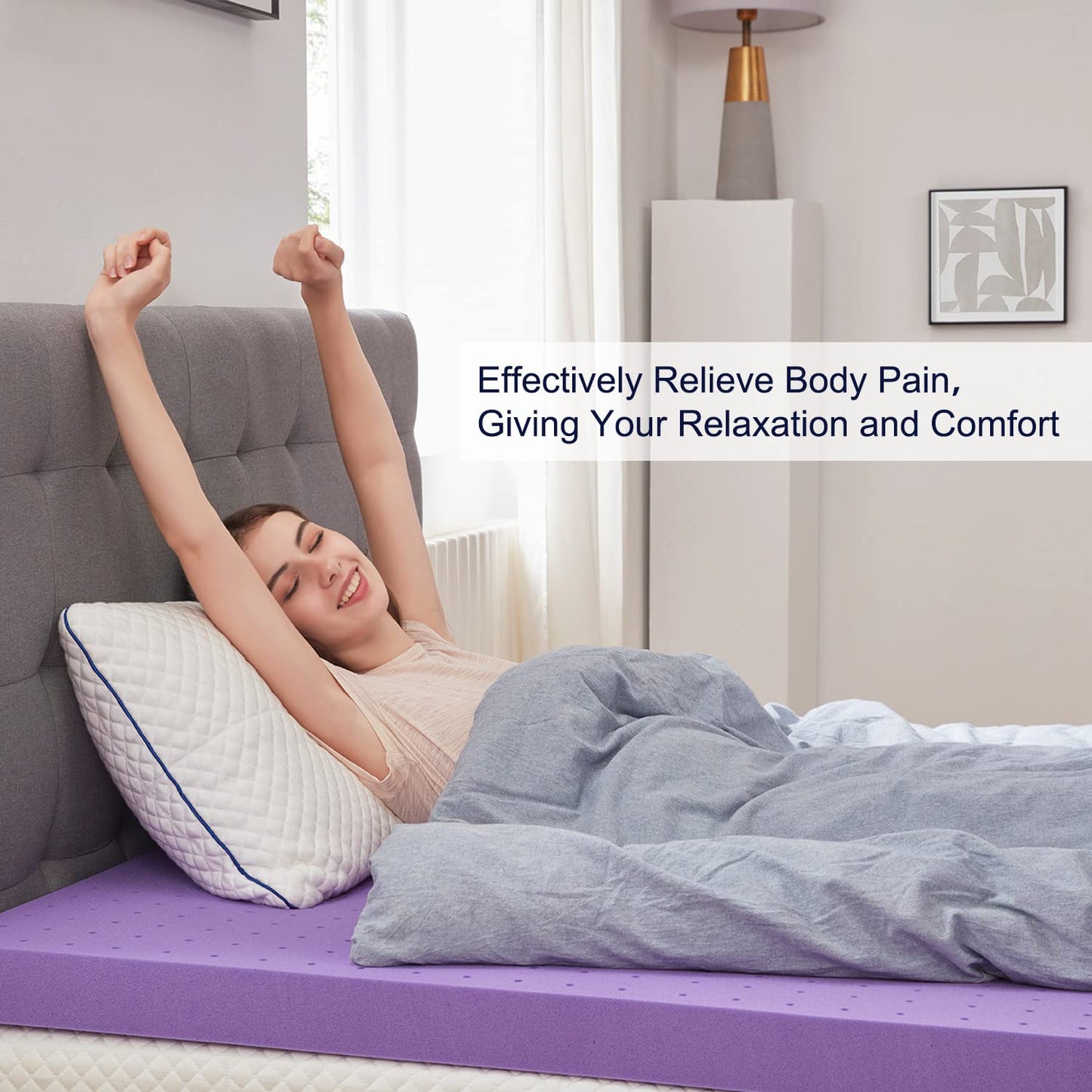 SINWEEK 3 Inch Gel Memory Foam Mattress Topper Ventilated Soft Pressure Relieve Mattress Pad, Breathable Bed Topper, CertiPUR-US Certified, Twin Size