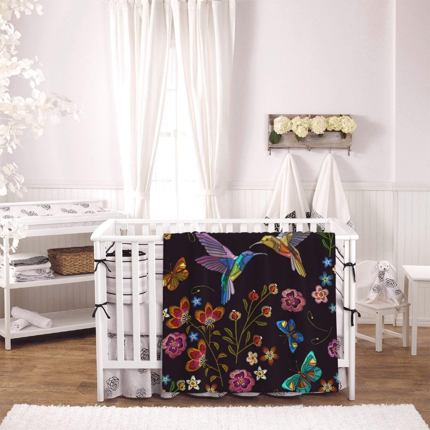 Abucaky Hummingbird Bird Fleece Throw Blanket Ultra Soft Cozy Blooming Flowers Decorative Flannel Blanket for Home Bed Couch Chair Travel 40x30in