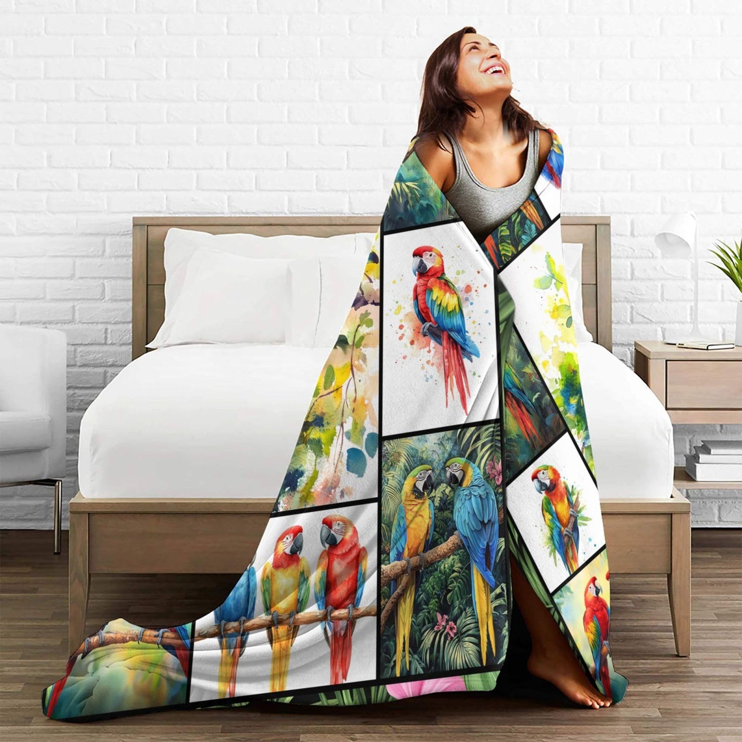 Lovira Parrot Cockatiel Throw Blanket Tropical Birds Print Throw Blankets Gifts for Couch Sofa Bed Stuff Decor Soft Cozy Fleece Plush Warm Flannel Bedding for Lover Men Women Boys Girls 40"x50"
