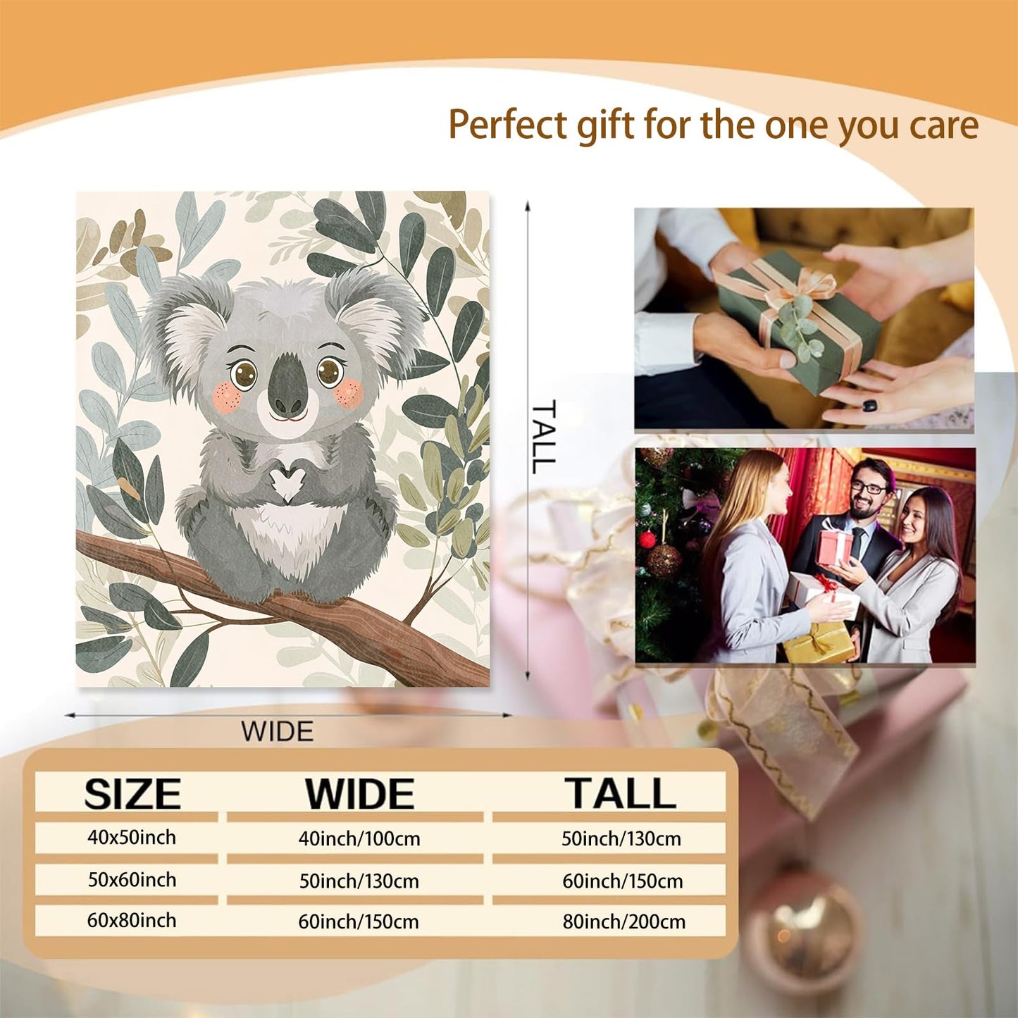 Mounidso Koala Blanket Flannel Throw Blankets, Cute Cartoon Bear and Forest Leaf Lightweight Warm Soft Cozy for Animal Lovers, Gifts for Sofa Couch Chair Living Room Bedroom Home Decor, 50x60inch