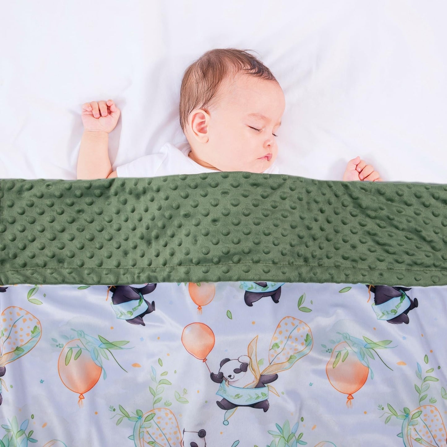 Donsonny Baby Blanket for Boys Girls Soft Minky with Double Layer Dotted Backing, Cartoon Printed 30 x 40 Inch Toddler Blanket (Panda)