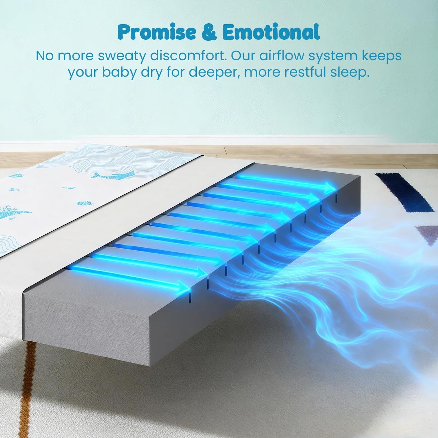 JOYMISS Breathable Crib & Toddler Mattress: Soft Cribs mattresses for Waterproof - 52" x 27.6" x 5" - Tencel Toddler Bed Mattress Fits Baby and Kids