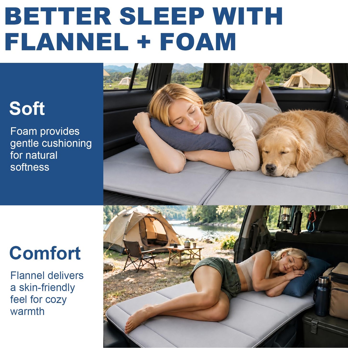 SXMMXS Car Camping Mattress for BMW X5, No Inflation Needed, Foldable Foam Trunk Bed, SUV Air Mattress Alternative for Travel Sleeping, Ideal for Camping Essentials and Road Trips, Gifts for Guys