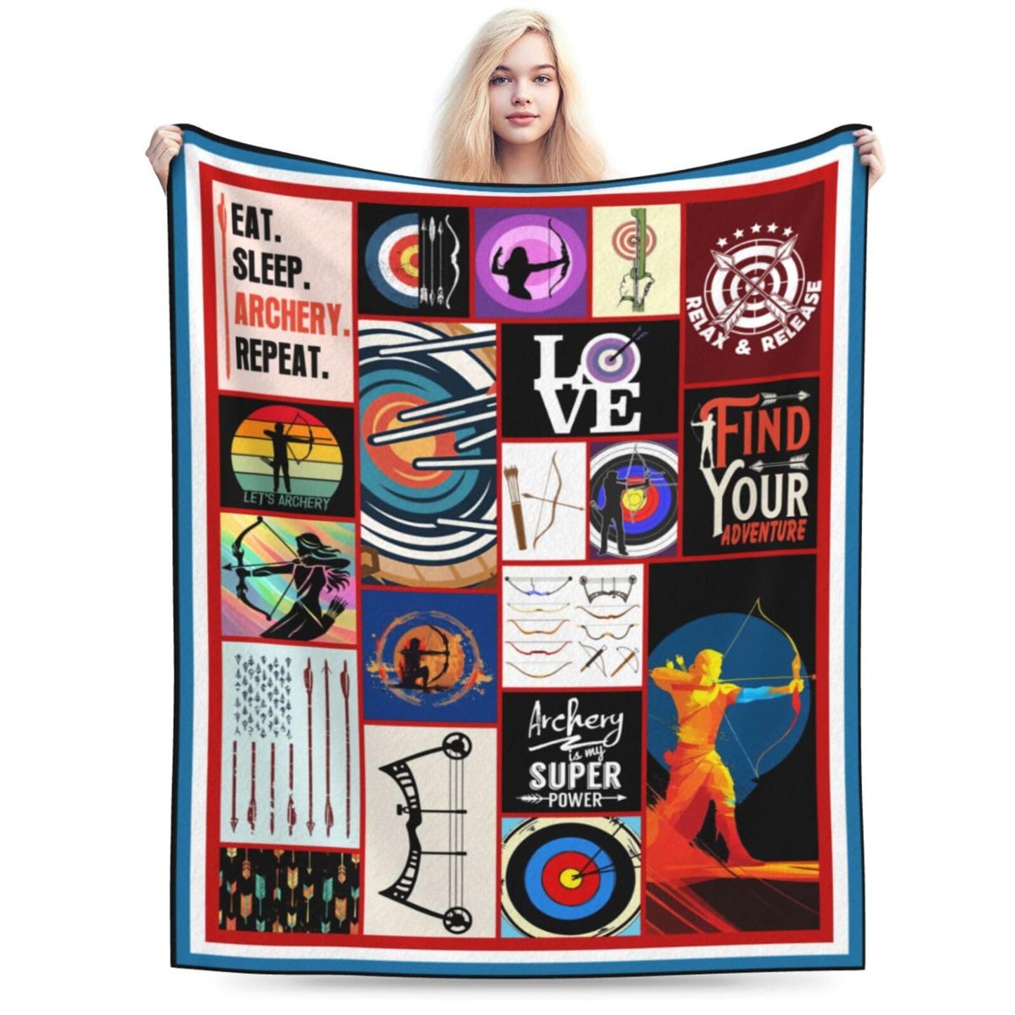 Archery Throw Blanket Sports Blankets Fleece Plush Flannel Super Soft Cozy Warm Lightweight Archery Sports Decor Gifts for Boys Girls Kids Adults Men Women 40" x 50"