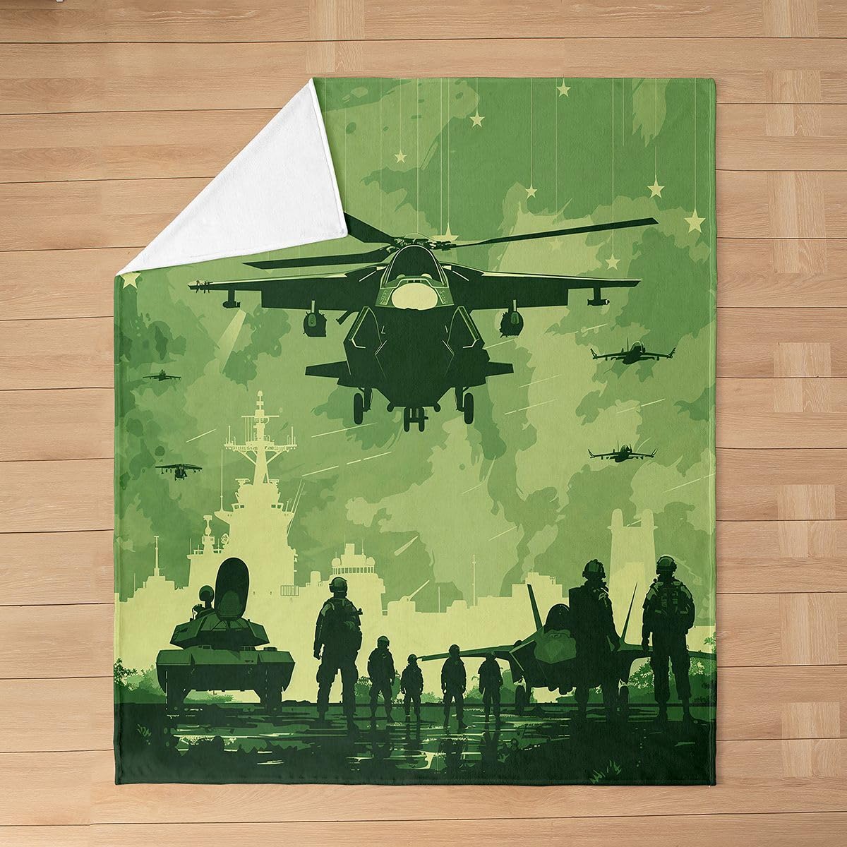 jejeloiu Camo Flannel Fleece Throw Blanket Camouflage Baby 30"x40" Army Theme Fleece Throw Blanket for Kids Women Men Military Style for Bed Couch Chair Living Room Green Bedroom Decor