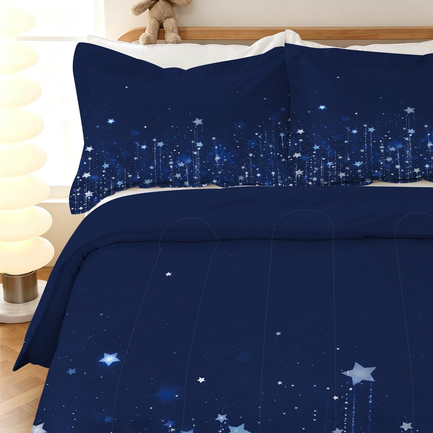 kxry Dreamy Galaxy Starry Sky Comforter Set Full Soft Polyester Bed Quilt