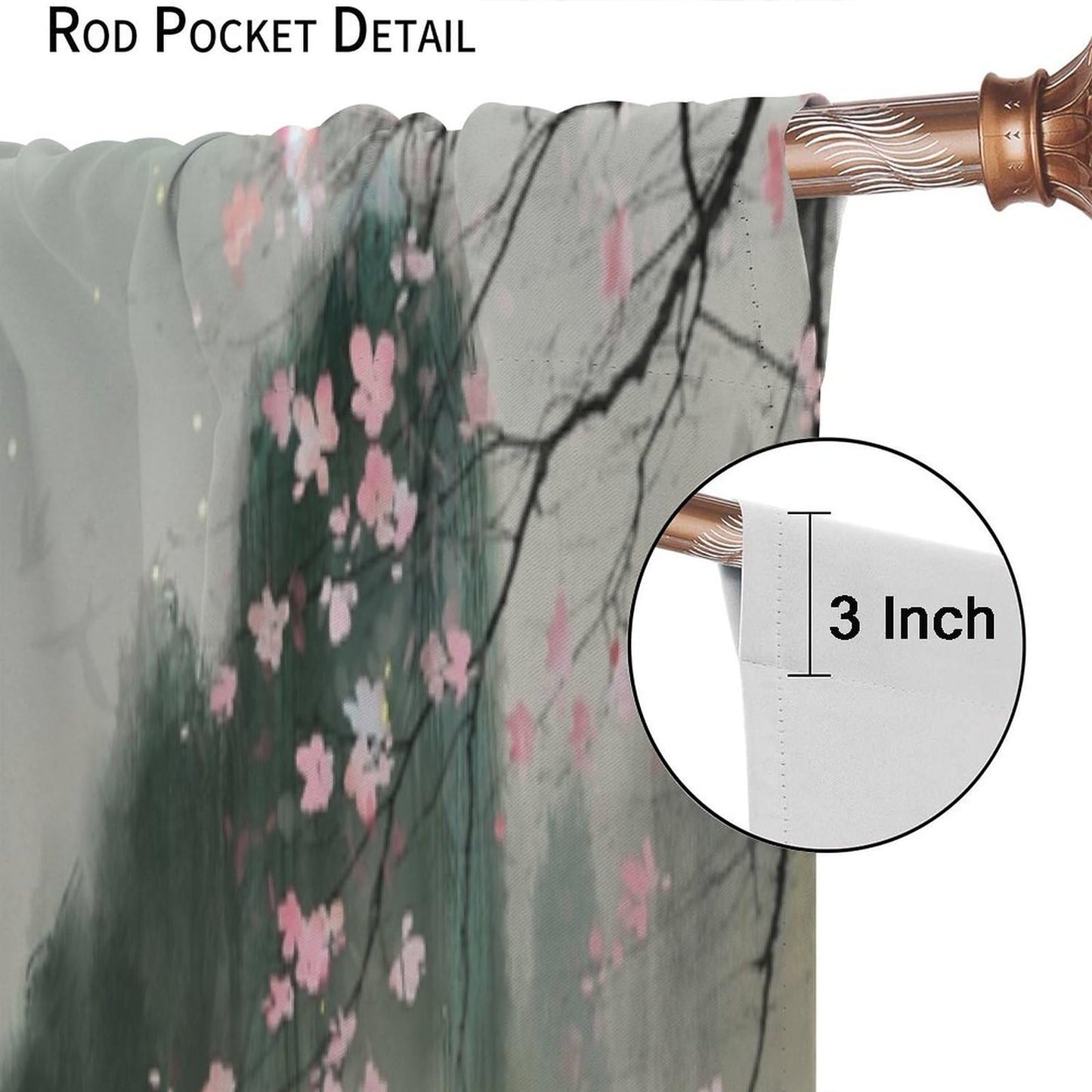 Asian Curtain Traditional Chinese Ancient Ink Landscape Painting Animal Crane Print Curtain for Kitchen Bedroom Living Room Blackout Privacy Curtain 42x45 Inch 2 Panels