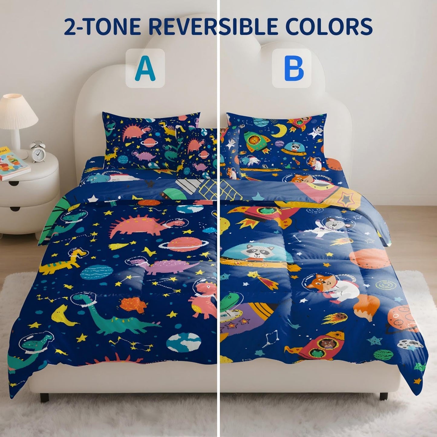Mfmiudole Dinosaur Twin Bedding Sets for Boys, 6 Piece Bed in a Bag, 3D Dinosaur Comforter Set for Girls & Boys with Comforter Sheets, Pillowcases & Shams, Lightweight, Breathable, Easy Care