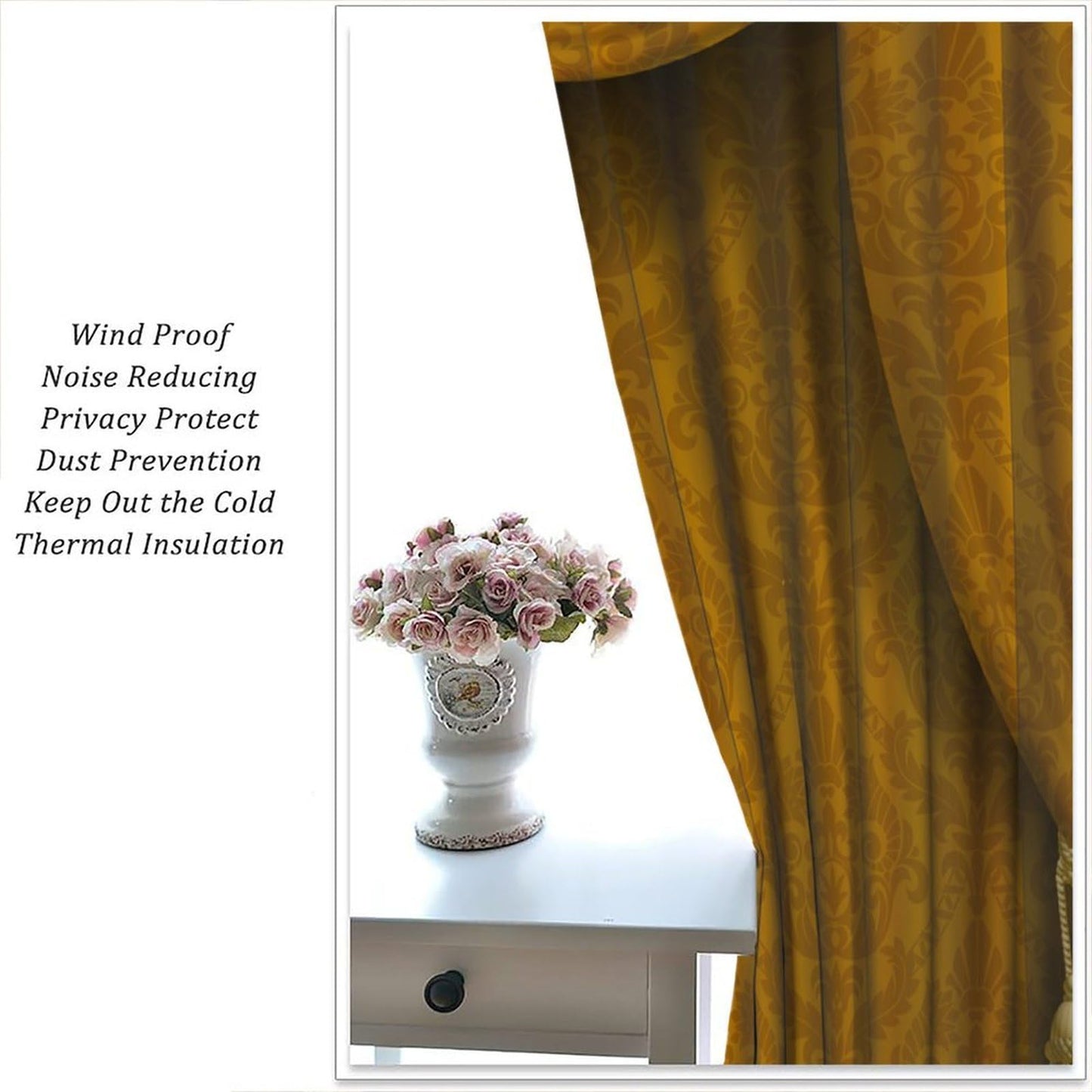 Nitmbi Victorian Curtains，Grand Opening Showroom Cinema Theater Background Print Retro Pattern Drapes Window 2 Panel Rod Pocket Curtain for Bedroom Living Room Decor 20.5" W X 45" L No Blackout