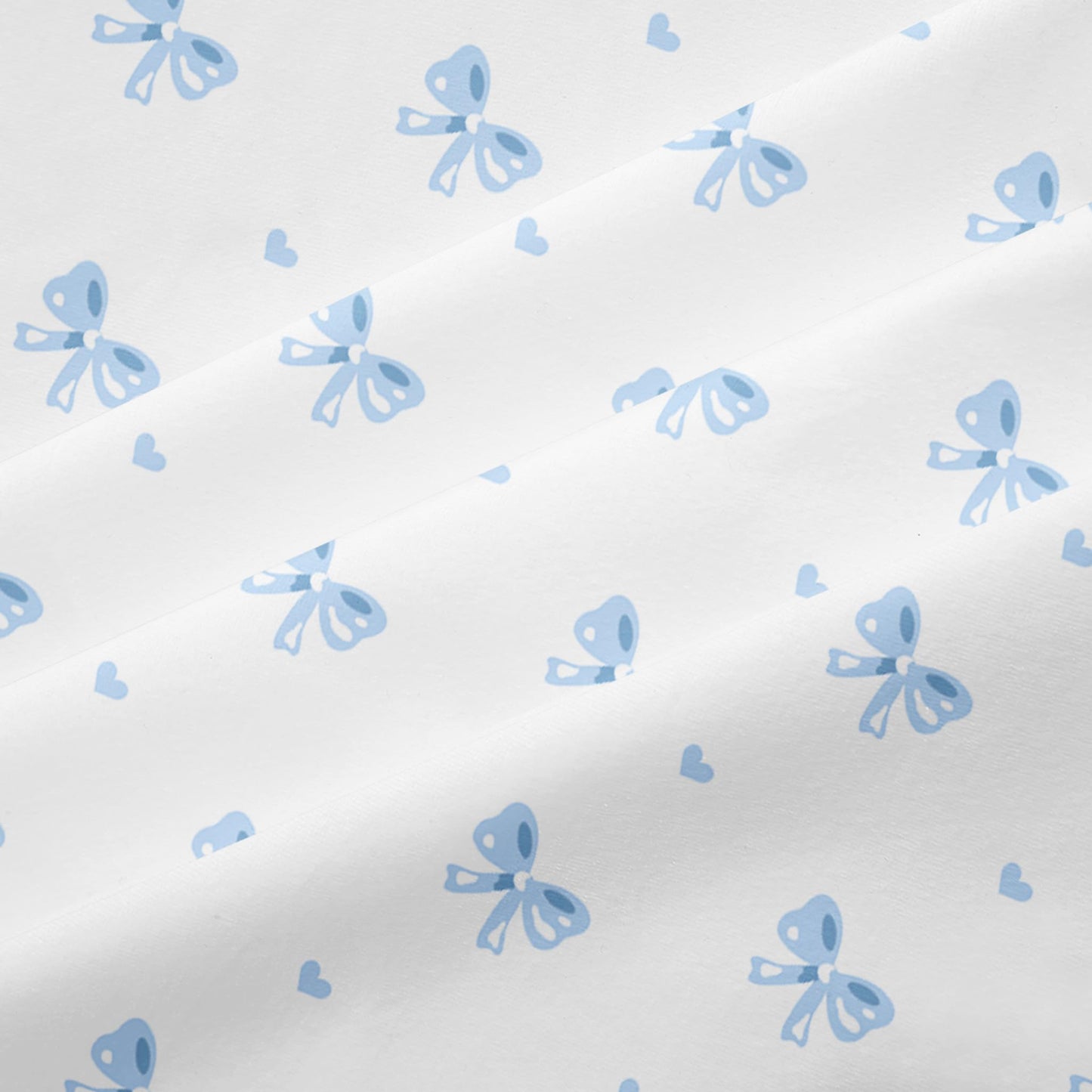 Sedefen Bow Duvet Cover Queen Size Blue Striped On White Bedding Set 3 Pieces Cute Heart Printed Stripe Reversible Princess Style Soft Breathable Microfiber Duvet Cover Set with Zipper Closure