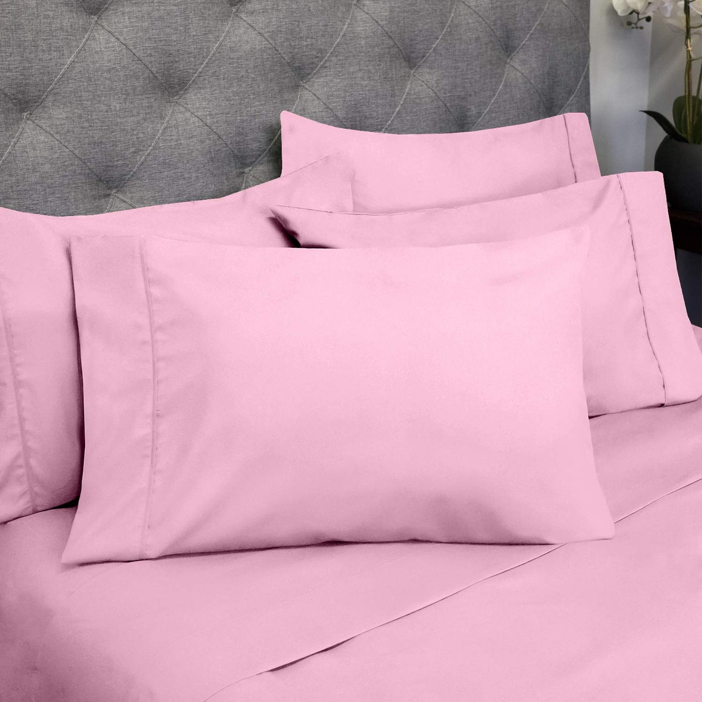 Sweet Home Collection Queen Sheets Pink - 6 Piece 1500 Supreme Collection Fine Brushed Microfiber Deep Pocket Queen Sheet Set Bedding - 2 Extra Pillow Cases, Great Value, Queen, Pink (Pack of 1)