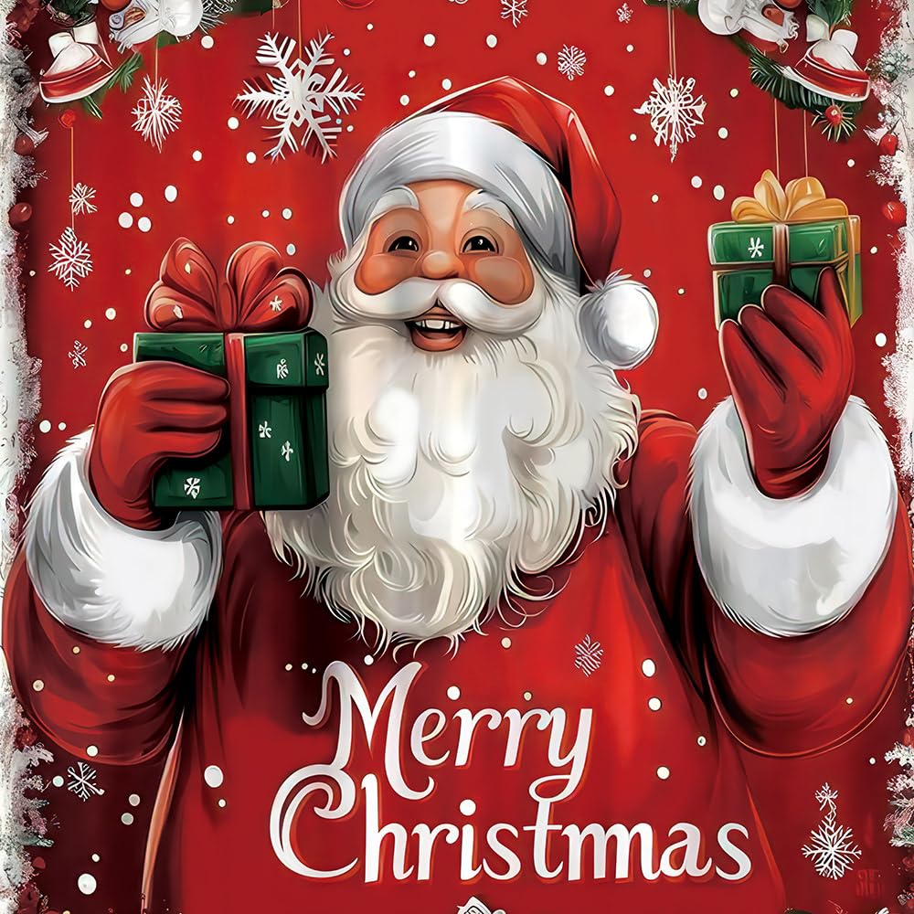 Czrqvyx Merry Christmas Shower Curtain Sets for Bathroom,Red Santa Claus with Non-Slip Rugs Toilet Lid Cover and Bath Mat 12 Hooks Waterproof 4 PCS Bathroom Decor Set for Christmas Decor
