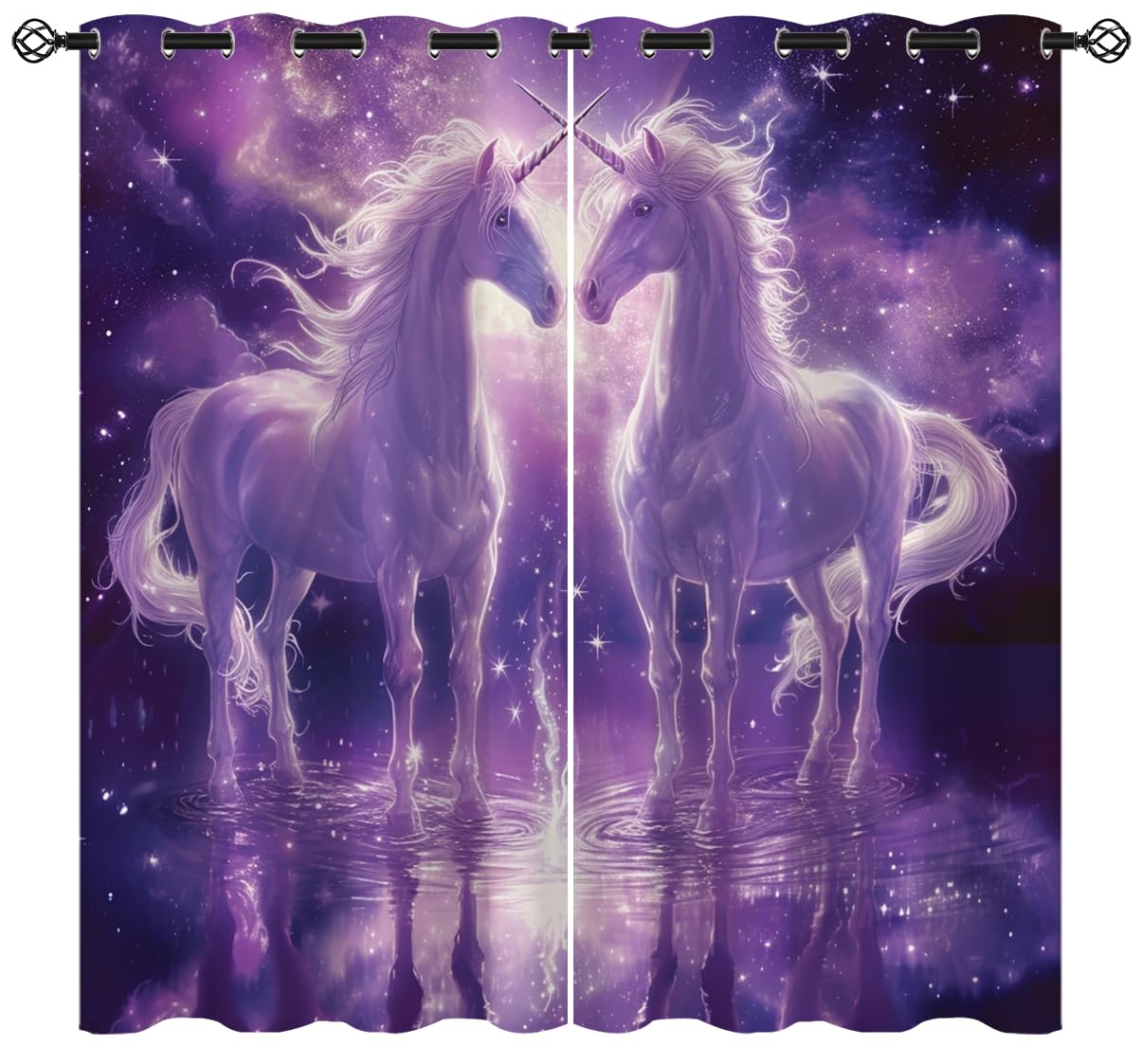Starry Sky Unicorn Blackout Curtains for Girls Boys Kids Teens Home Decor, Pink Fantasy Stars Galaxy Grommet Thermal Insulated Drapes Darkening Window Curtain for Bedroom Living Room, 42 x 45 Inch