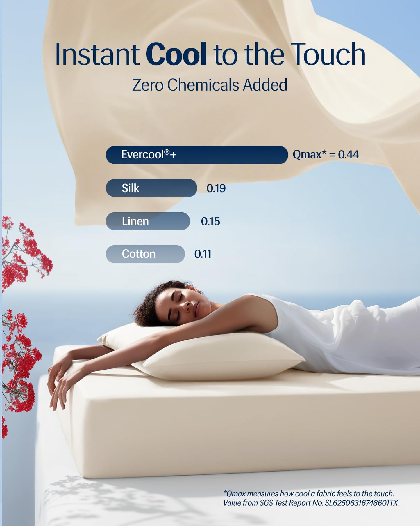 REST® Evercool®+ Starter Sheet Set, Twin, Snow Ivory, Breathable Bed Sheets for Hot Sleeper and Night Sweats, with Pillowcases, Ionic+ Self-Cleaning Silver Yarn for Sensitive Skin, 3PCS No Flat Sheet