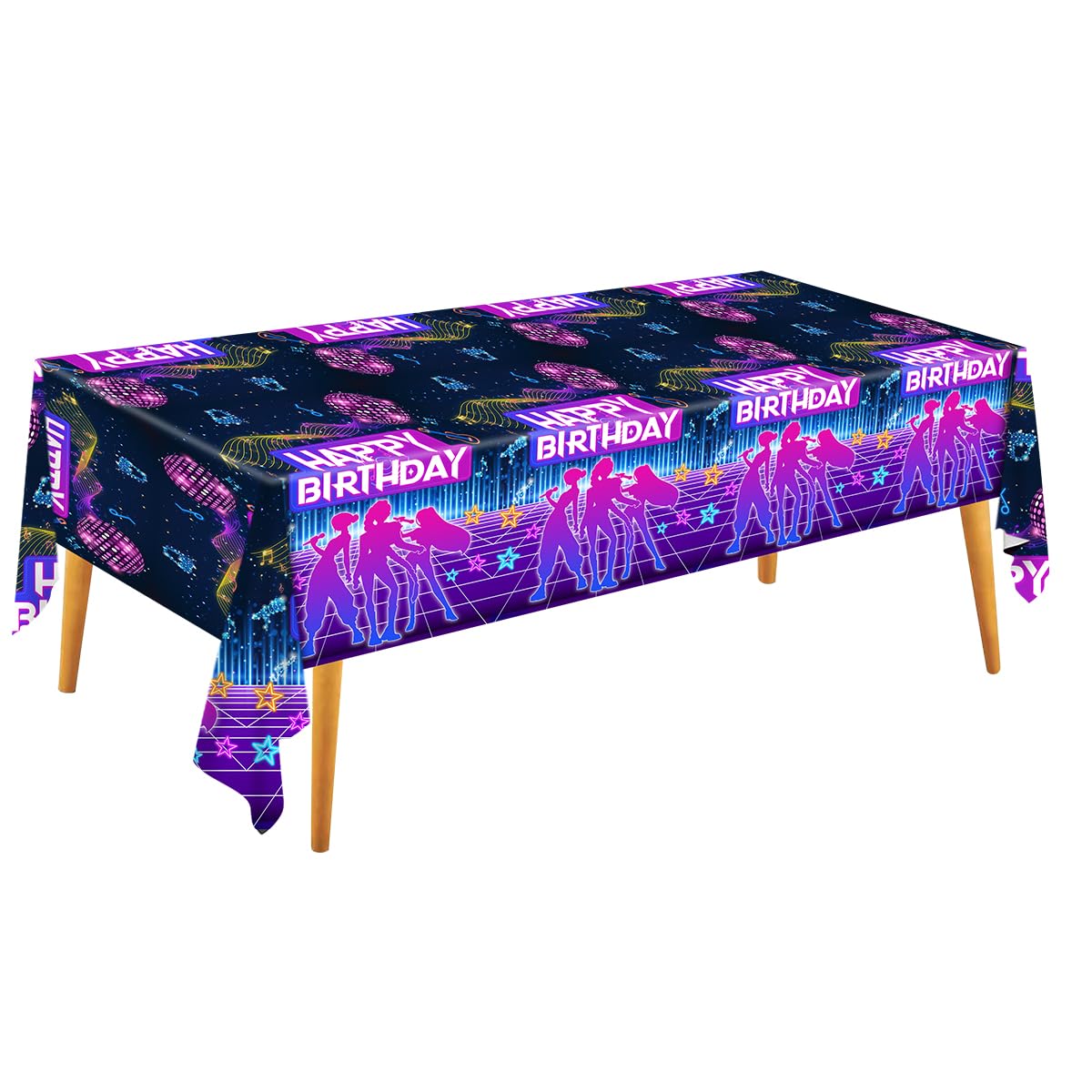 3Pcs Kpop Music Birthday Party Disposable Tablecloth, Disposable Plastic Table Cover for Music Themed Birthday Party, 54”x108”