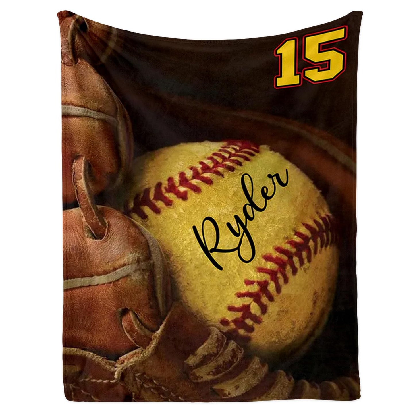 Dyoart Custom Baby Softball Blanket with Name Number: Personalized Fluffy and Warm Gift for Baby Toddler Kids and Adults Birthday Skin-Friendly Flannel Fabric(50"x60")