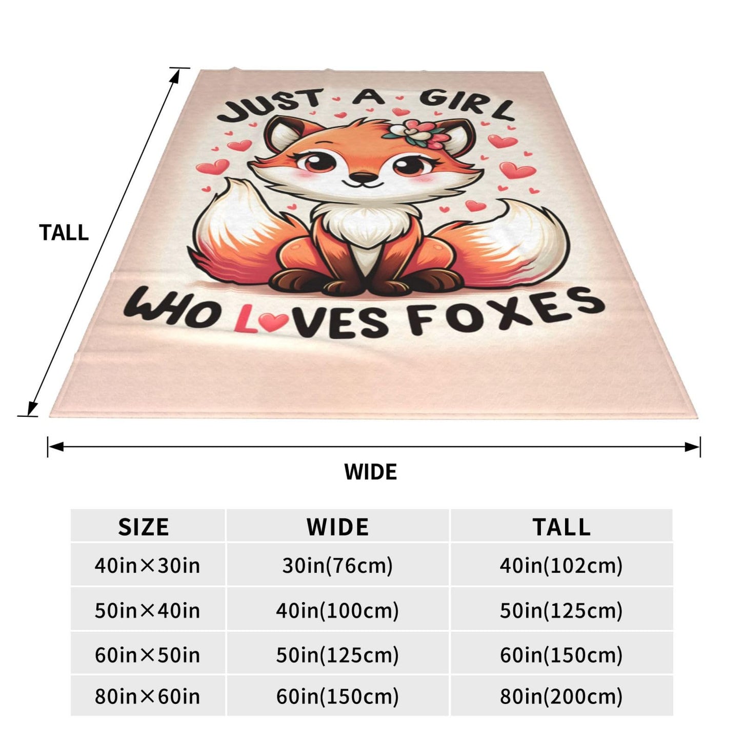amepay Cute Fox Blanket Gifts for Kids Just a GILR Who Loves Foxes Cartoon Flannel Throw Blankets Soft Comfy Lightweight for Home Decor Couch Bed Sofa 60x50 Inches