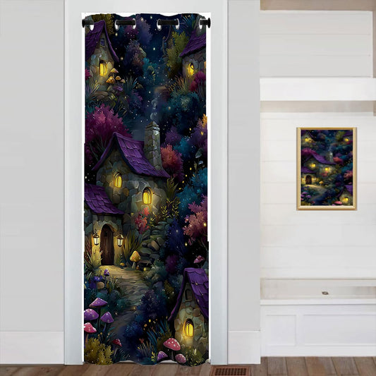 LXCFZAZC Cottage Door Curtain Home Decor Enchanted Garden Fantasy Night Closet Door Cover Curtain for Bedroom Living Room Closet Door 1 Panel 42" W X 80" L