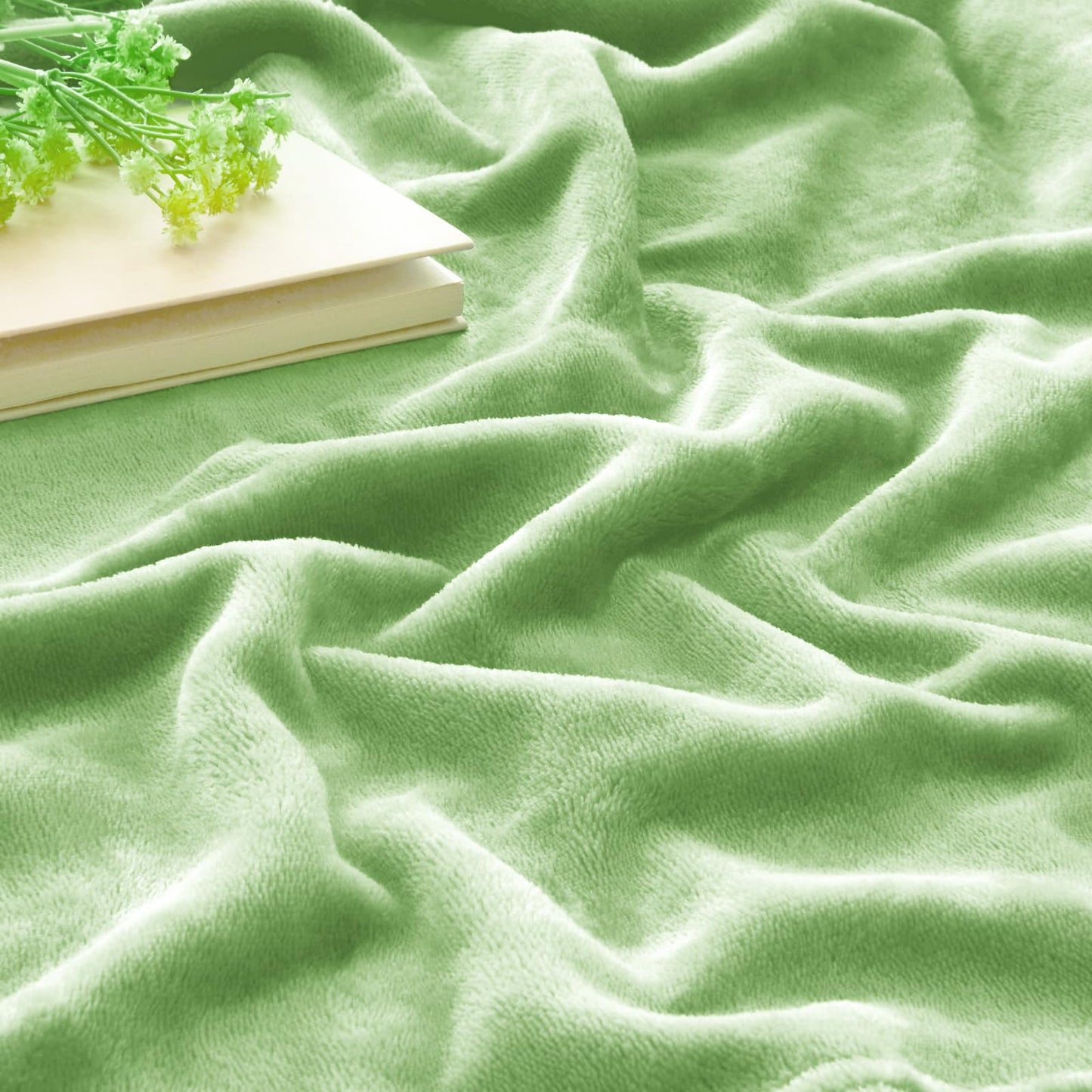 BEDELITE Fleece Blanket Grass Green Throw Blankets for Couch & Bed, Luxury Plush Cozy Fuzzy Blanket 50" x 60", Super Soft Warm Lightweight Throw Blanket for Travel Camping
