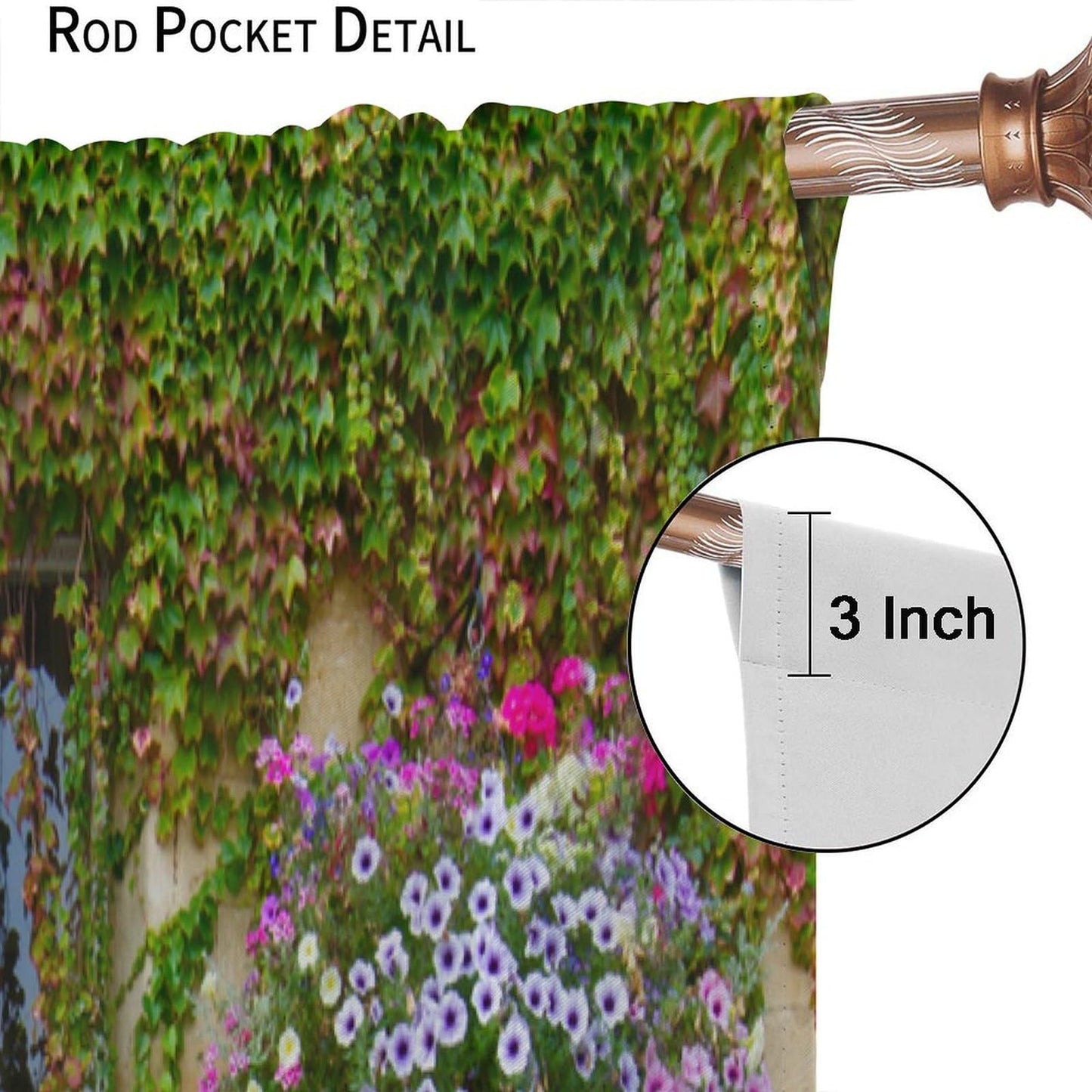 Italian Blackout Curtain,Porch Flowers Pots Plants Floral Flowers Retro Country Farmhouse Print Window Drapes for Bedroom Living Room Kitchen Cafe Office Set 2 Panels,42x45 Inches, Style-4