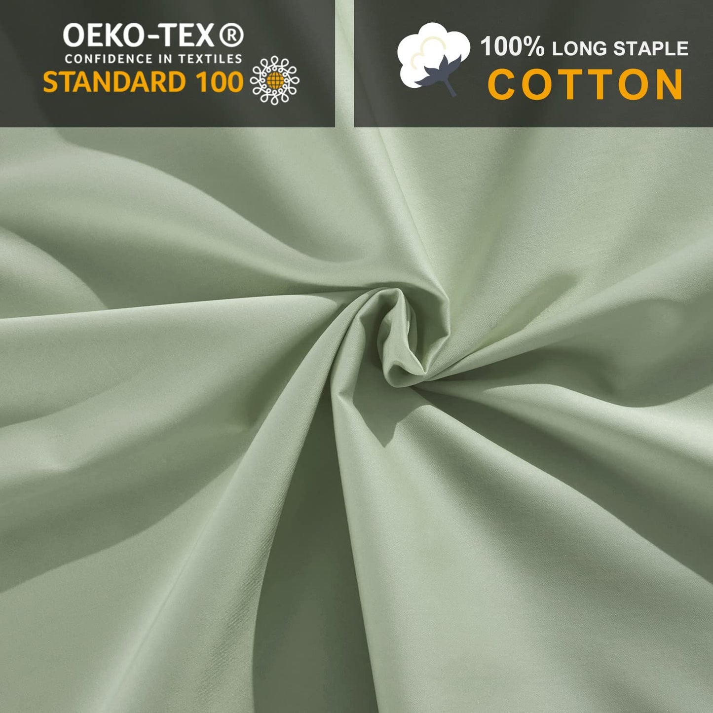 MILDLY Deep Pocket Fitted Sheet Only Queen Size 60"x80" 100% Long Staple Cotton Tea Green Breathable Bottom Sheet Fits Up to 14" Deep Mattress