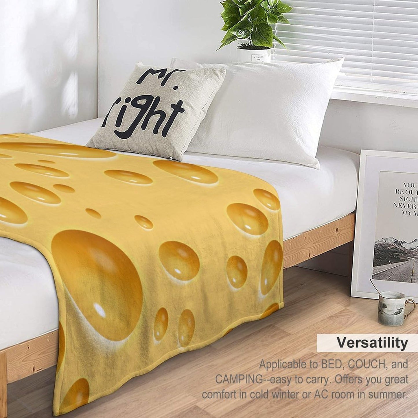 Cheese Blanket Realistic Funny Food Cheese Yellow Soft Cozy Lightweight Throw Blanket for Children Boys Girls Women Men Bedroom Living Room Dorm Chair Sofa Travel 40x50in