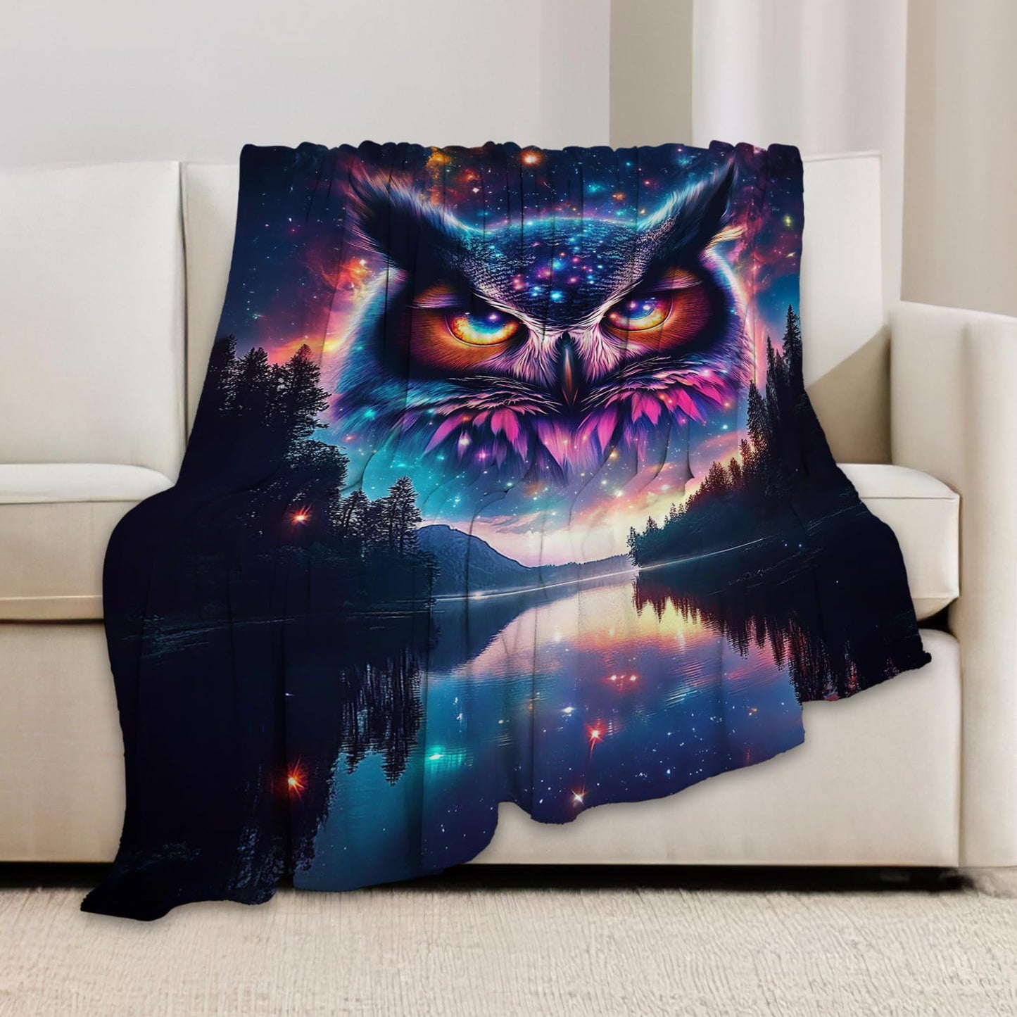 Owl Blanket, Animal Throw Blanket, Owl Gifts, Bird Blankets, Owls Stuff Fleece Flannel Plush for Women Men Boys Girls Lovers Adults Soft Bedding for Sofa Bed Office Home Decor 40"X50"
