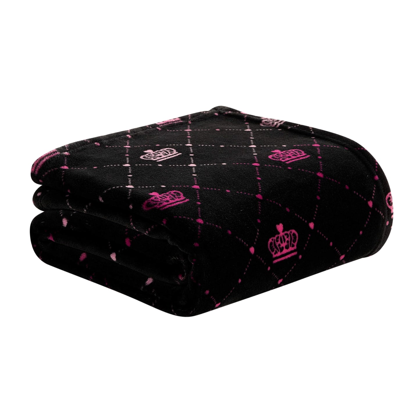 Juicy Couture Elegant Crown Diamond Ombre 50" x 70" Plush Throw Blanket, Black - Decorative Blankets for Sofas, Throws for Chairs, and Beds