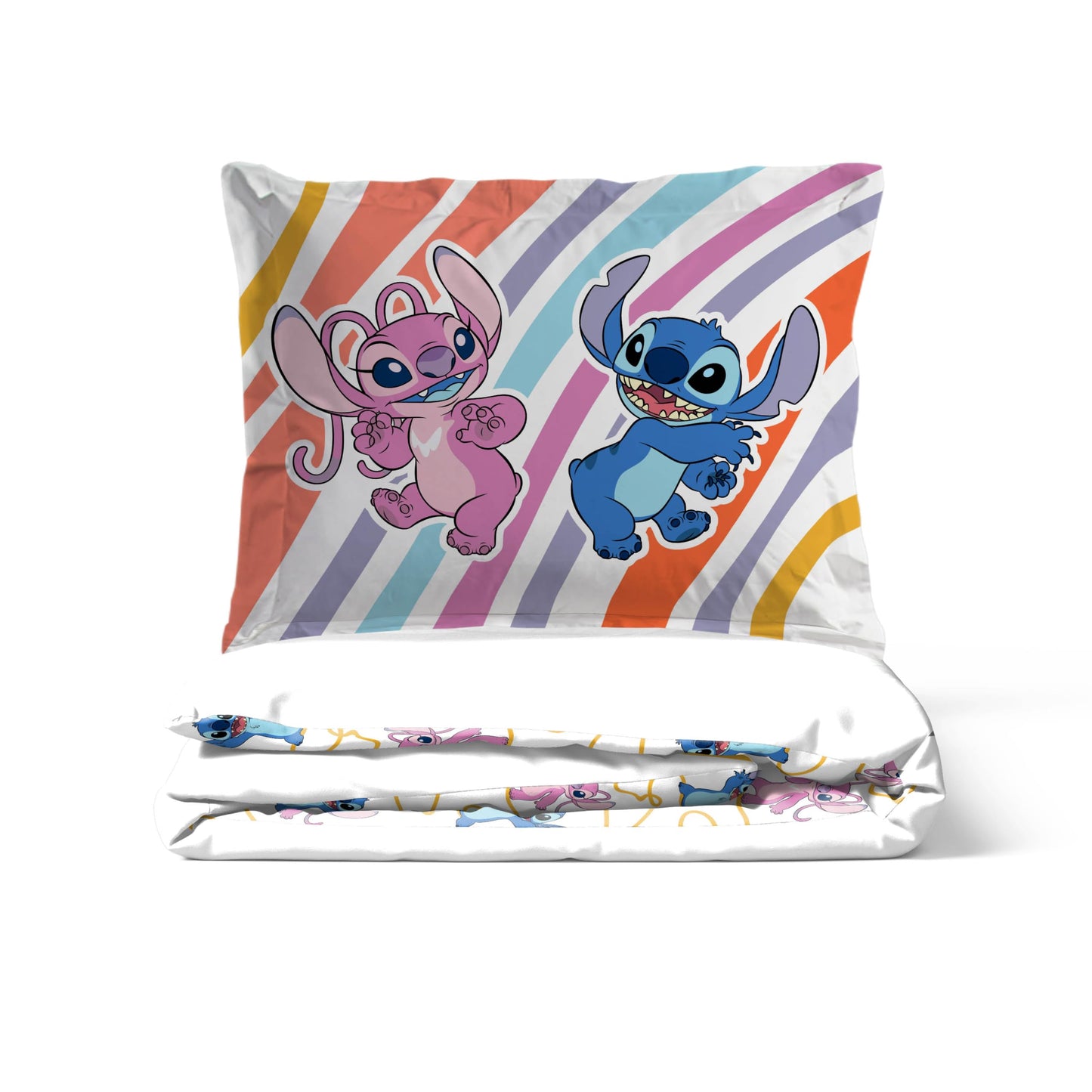 Jay Franco Duvet Cover Set – 2 Piece Comforter Cover and Sham Set, Super Soft Cozy Kids Bedding (Insert Not Included) White - Lilo and Stitch, Twin