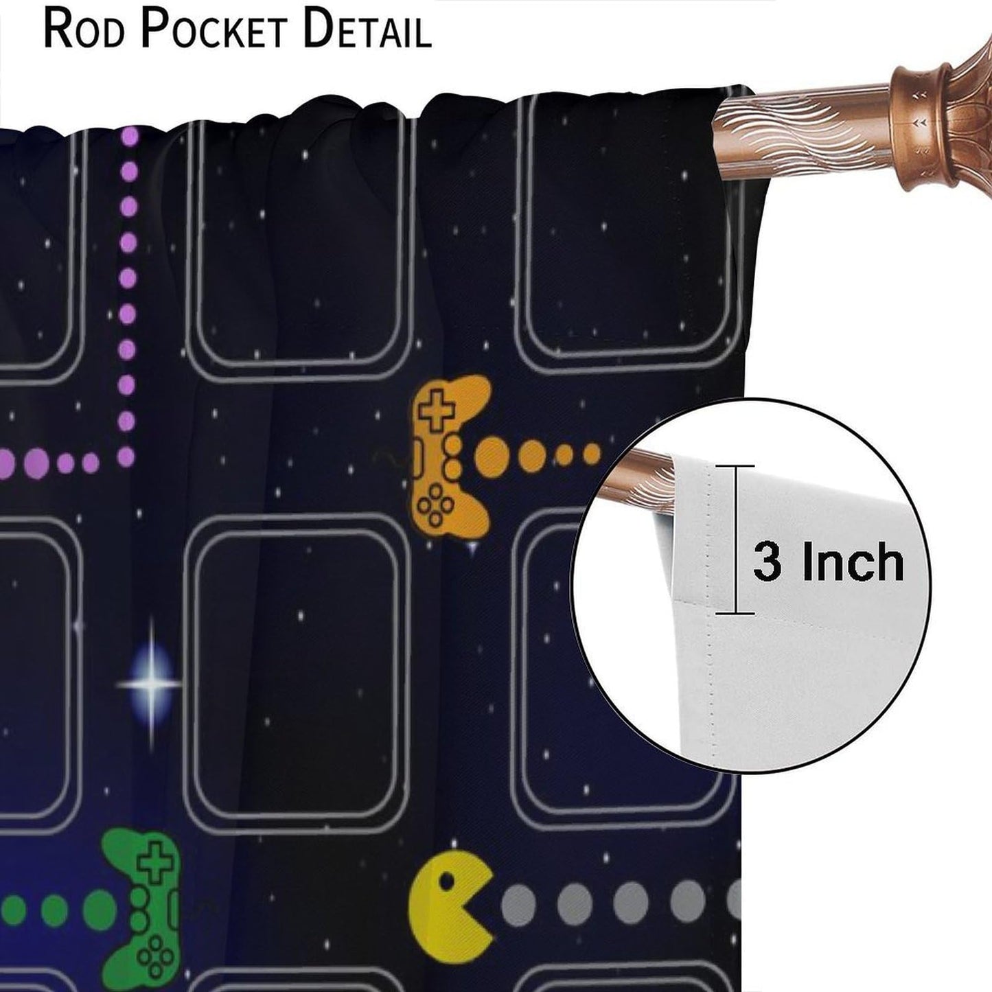 SENRUEGT Gaming Curtains for Boys Game Room Decor,Gamer Curtains for Teens Kids Star Universe Plaid Game Controller Print Window Treatments for Playrooms Bedroom 42x45 Inch, Style-2