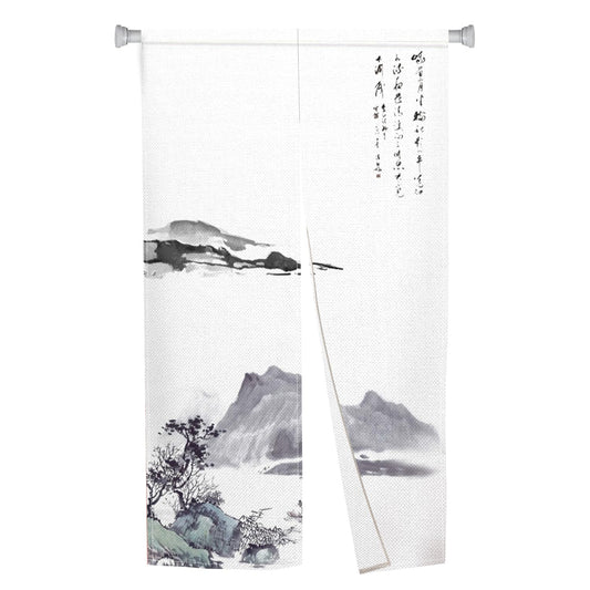 Leowefowa Long Japanese Noren Doorway Curtain Tapestry Entrance Fengshui Curtain for Doorway Tapestry ChinesePrinting Window Treatment for Hnaging Room Bistro Home Decors (Ink, Mount), 33.5"x 70.9"