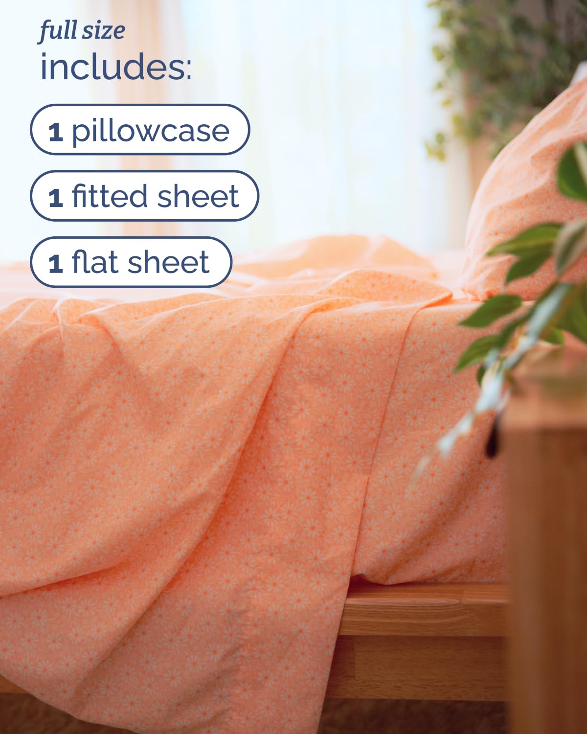 Floral Sheets - Pink & White Bed Sheet Set - 1 Flat, 1 Fitted & 2 Pillowcases w/ Deep Pockets - Comfy, Cozy, Wrinkle & Fade Free - Boho Botanical Bedding - Soft, Breathable & Cooling - Full Size Set