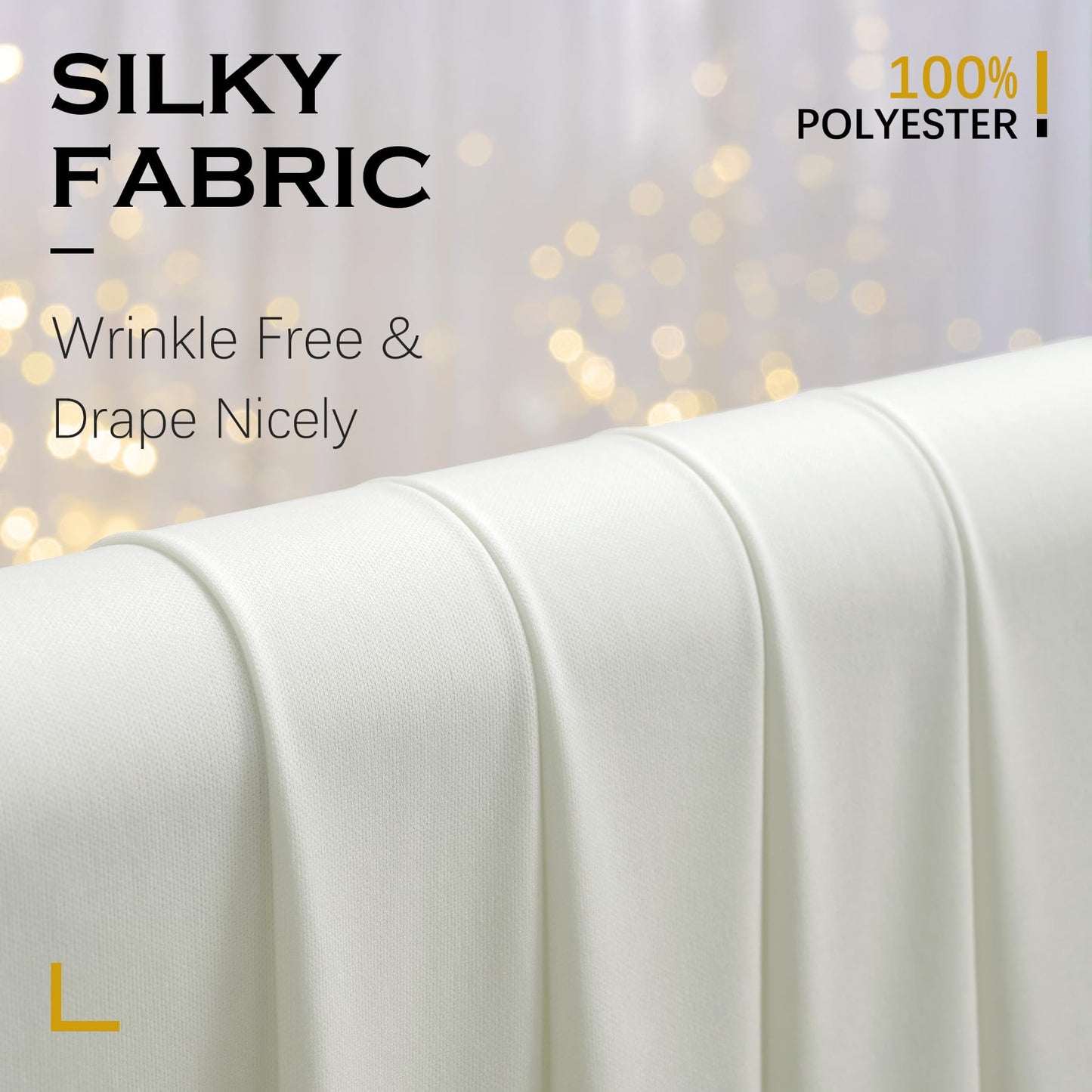 10ft×12ft Ivory Backdrop Curtain for Wedding Parties, 2 Panels Wrinkle Free Polyester Photo Backdrop Drapes Back Drop Cloth for Birthday Photography Background