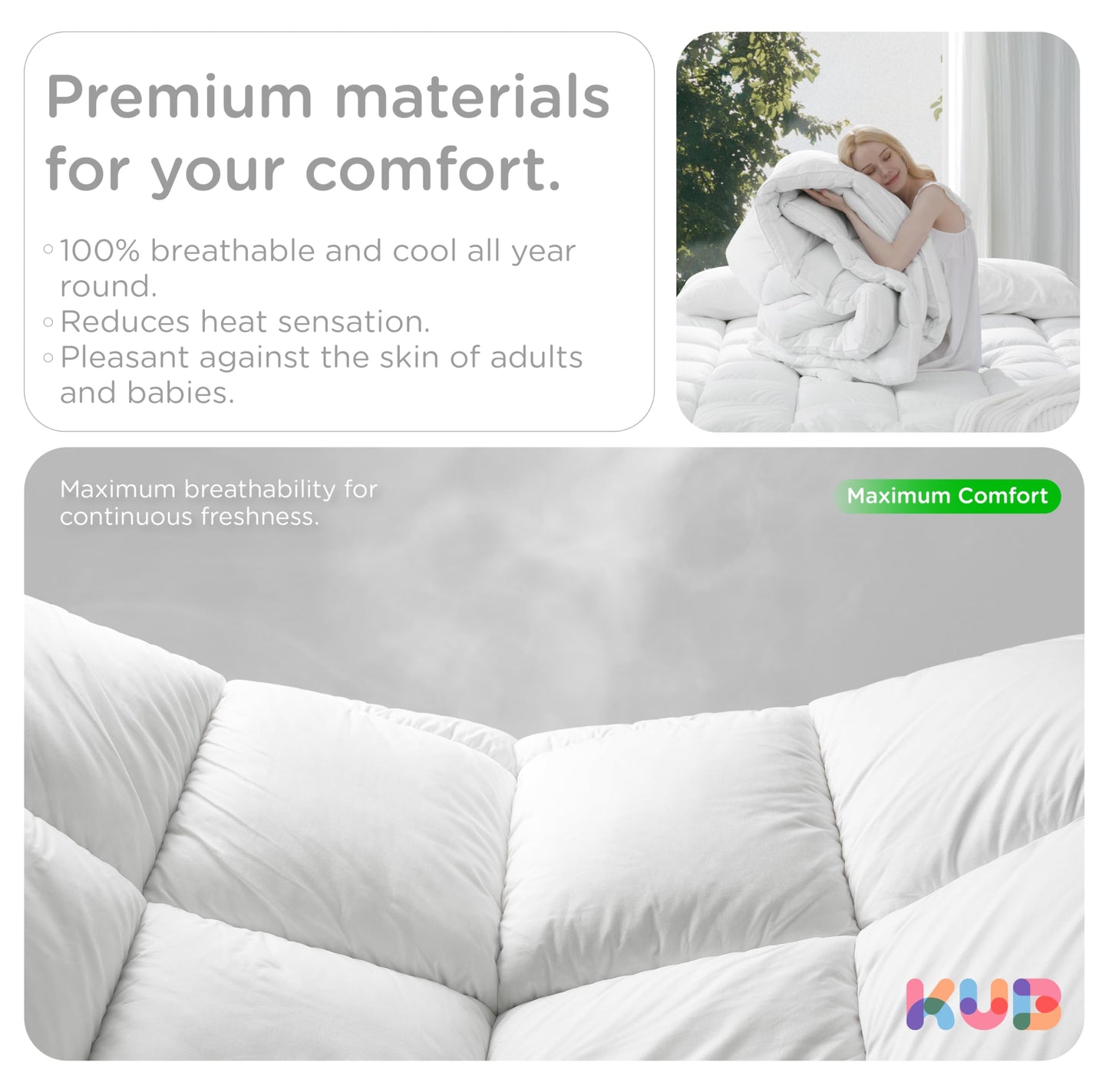 KUB Twin Cotton Mattress Topper, Breathable Pillow Top with 8-21 Inch Deep Pocket, 3D Snow Down Alternative Fill, Fluffy College Dorm Mattress Pad Cover (Pink, 39 * 75inch)