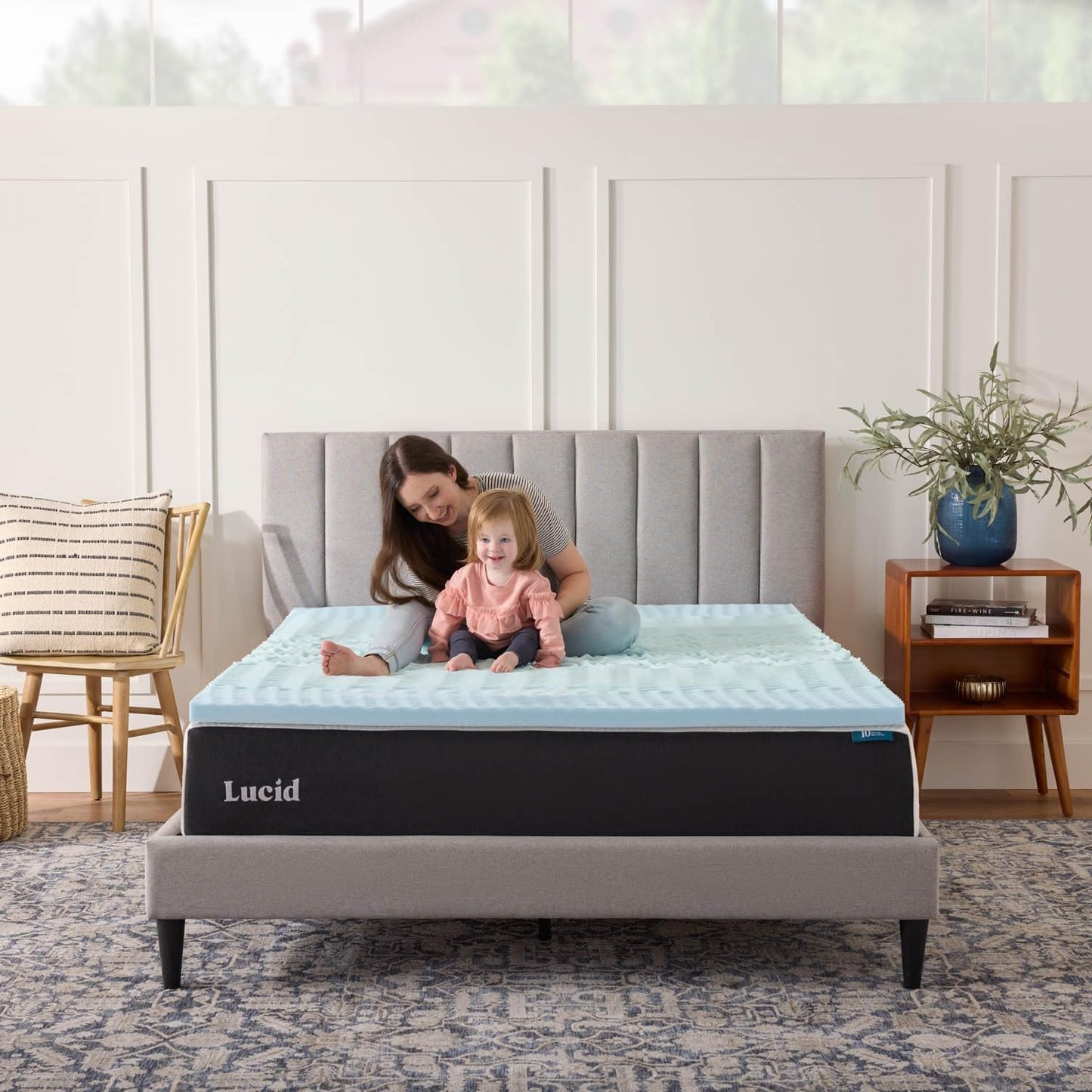 LUCID 2 Inch Gel Memory Foam Mattress Topper, Queen size – 5 Zones – Cooling Gel Infusion – CertiPur Certified Foam