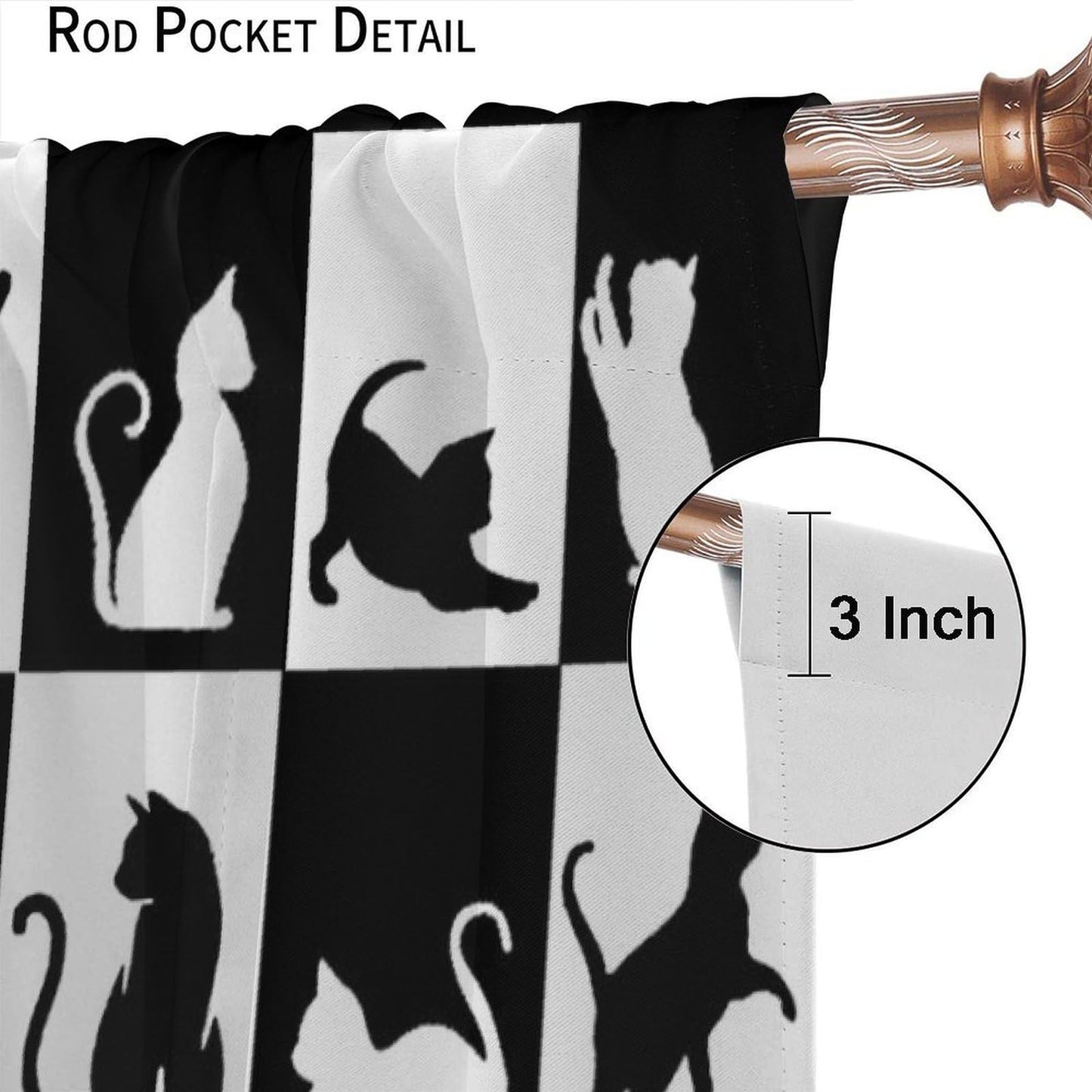 JADERYS Cat Blackout Curtains Modern Black White Cat Silhouettes Cute Funny Animal Farmhouse Rustic Kids Girls Boys Bedroom Living Room Kitchen Rod Pocket Decoration Window Drapes 2 Panels W21xL45in