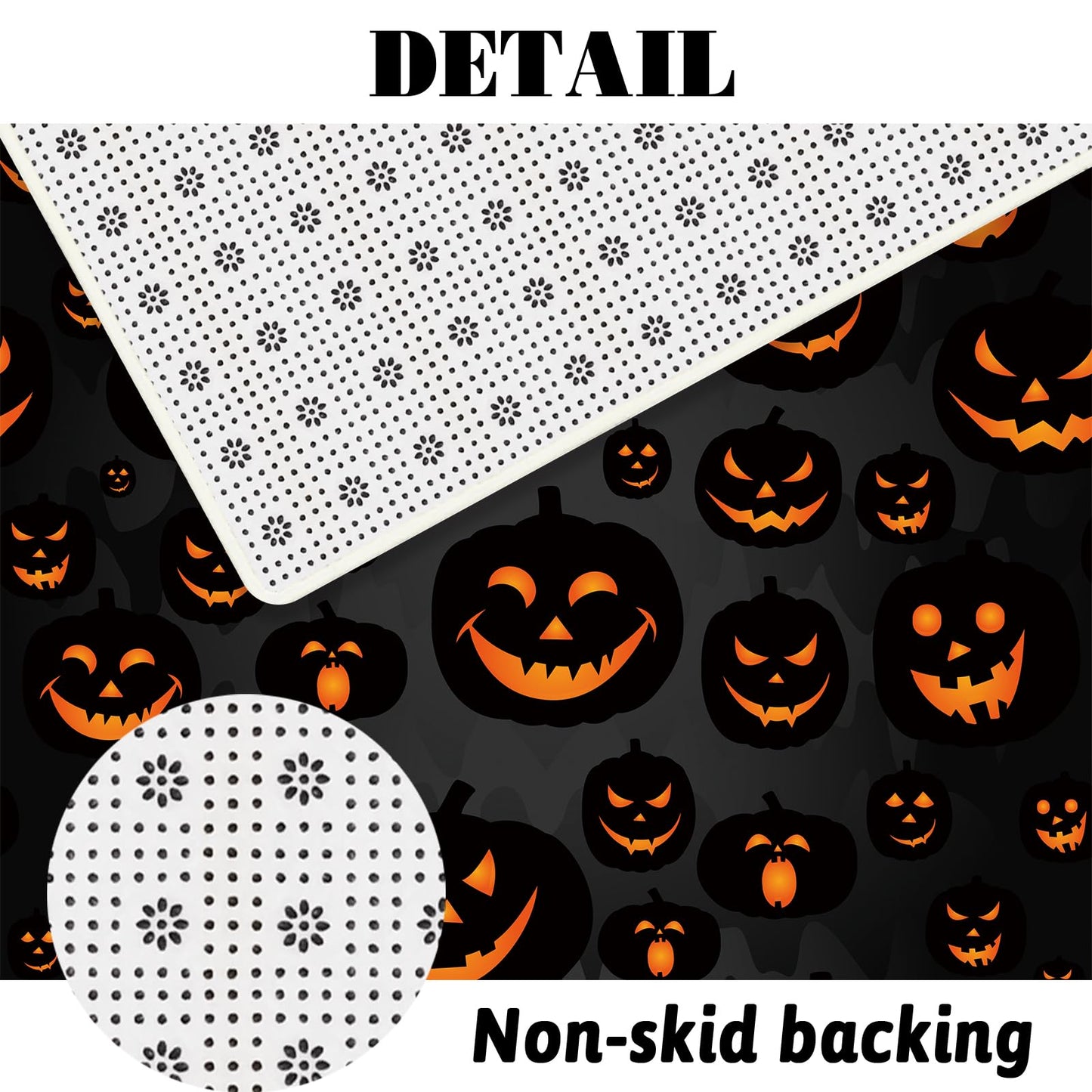 MEHOFOND 4pcs Halloween Pumpkin Shower Curtain Set Evil Pumpkins Shower Curtain Sets Halloween Black Scary Shower Curtain Set for Bathroom Decor with Non-Slip Rugs Toilet Lid Cover and Bath Mat