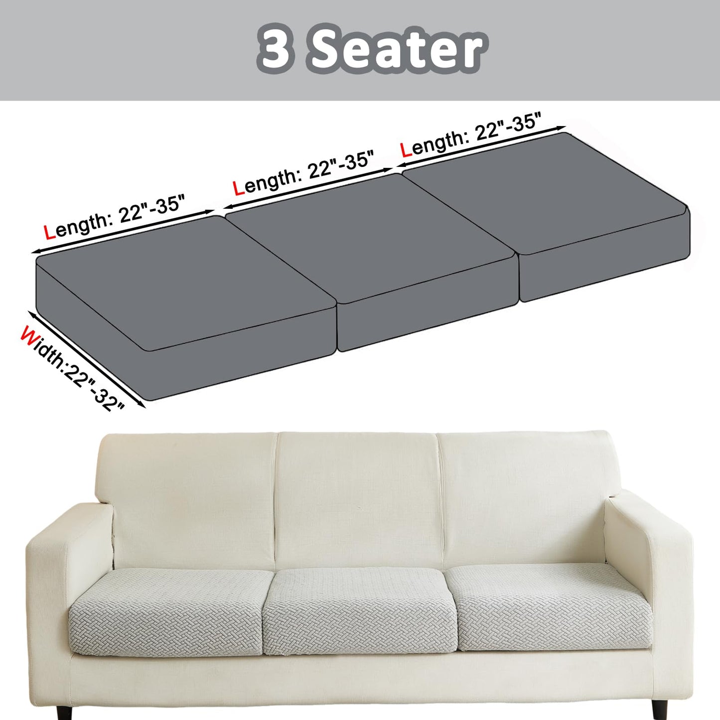 Stlemiko Couch Covers for Sectional Sofa Covers Washable Stretch Pet Couch Cushion Covers L Shape Dog Couch Cover Wear Resistant Anti Slip Sofa Slipcovers (Light Gray,3 Seater)