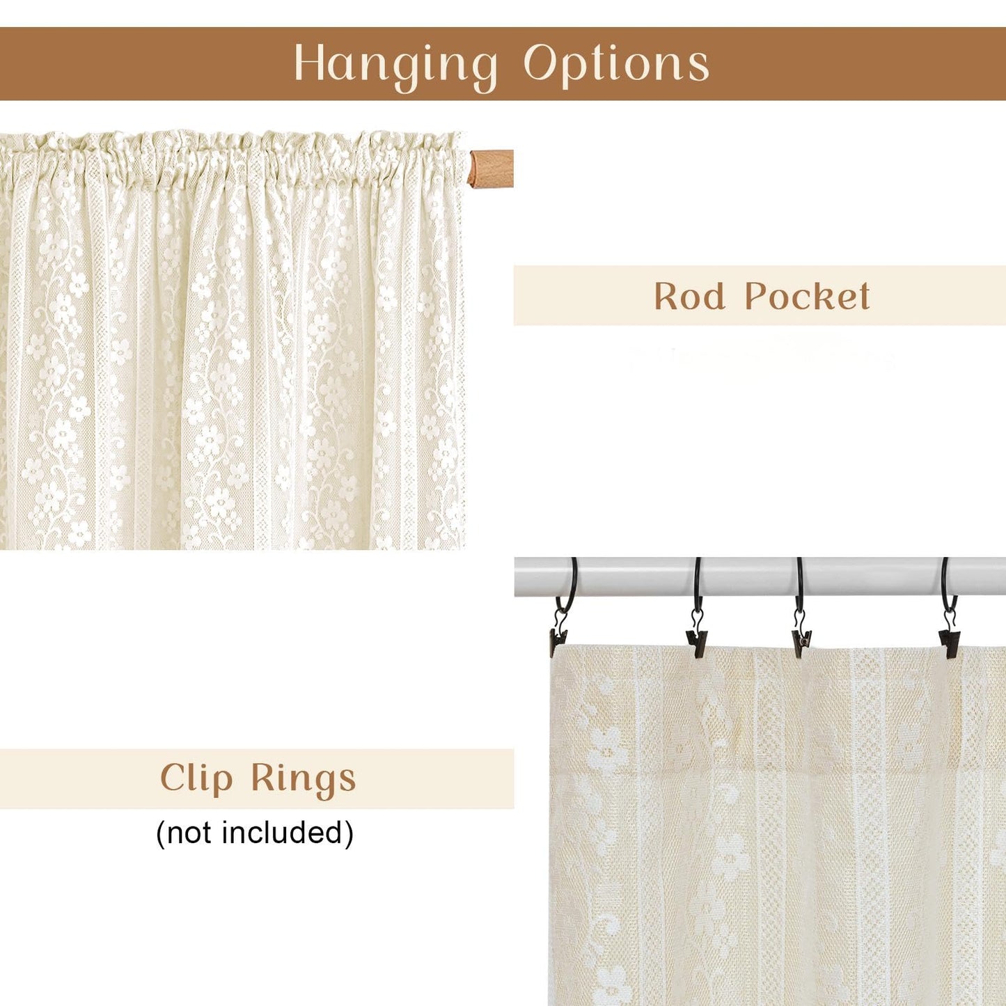 ASPMIZ Linen Kitchen Curtains 36 Inch Length, Double Layered Window Curtain 2 Panel Sets Rod Pocket Short Curtains for Kitchen, Farmhouse Window Treatment Tiers for Bathroom, Cafe, Beige